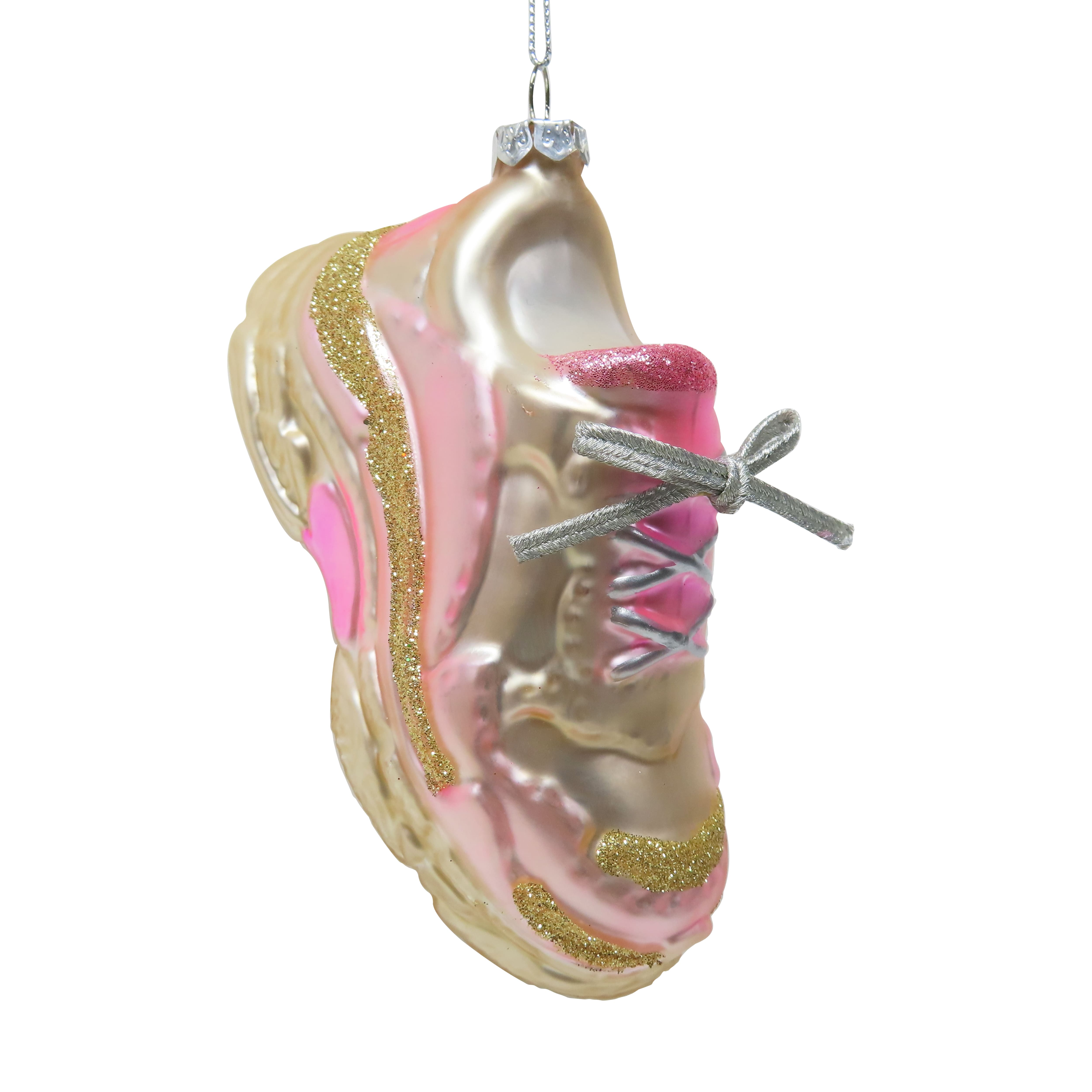 5.5&#x22; Pink &#x26; Gold Sport Shoe Glass Ornament by Ashland&#xAE;