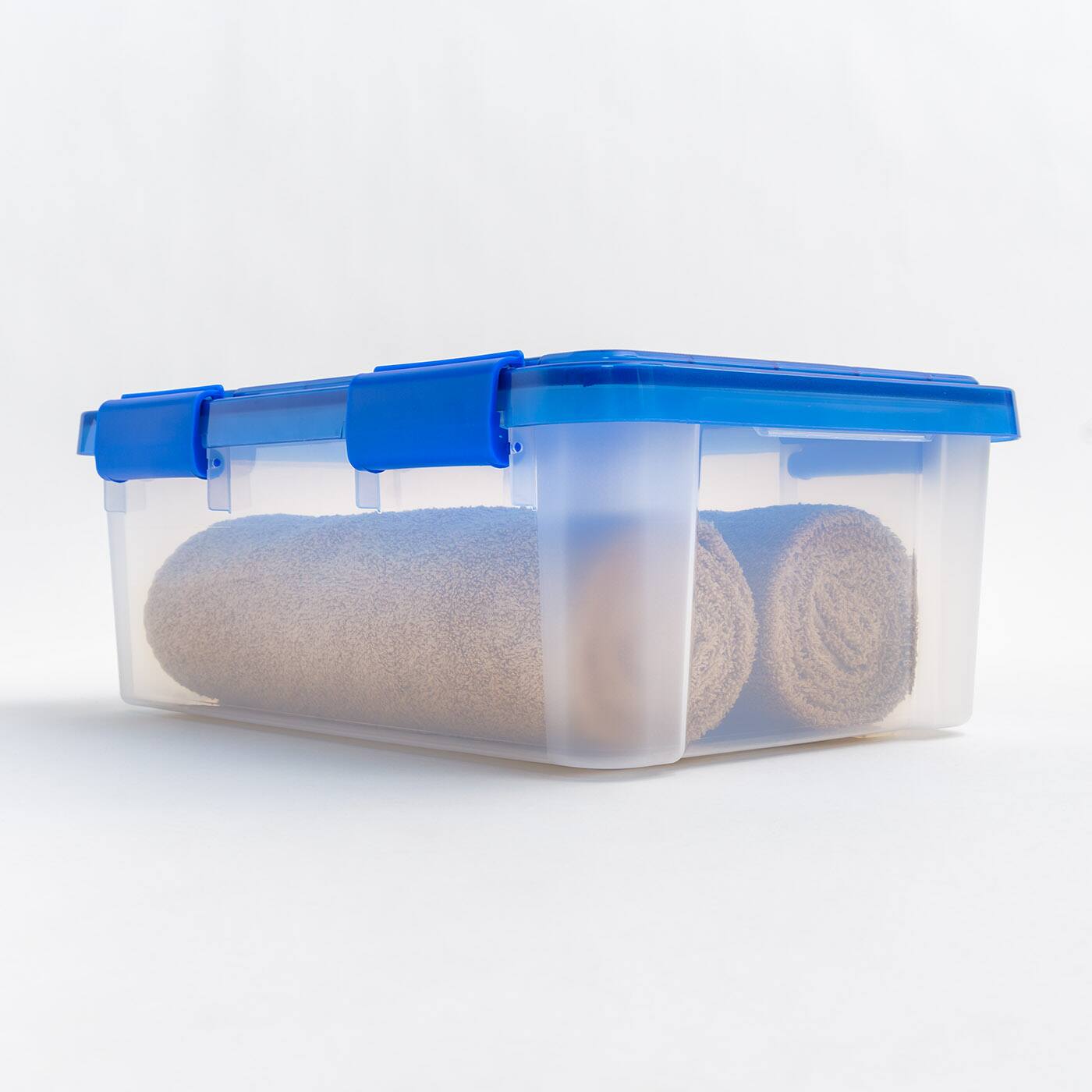 Iris® 4gal. Clear Plastic Storage Boxes With Blue Lid, 6 Pack