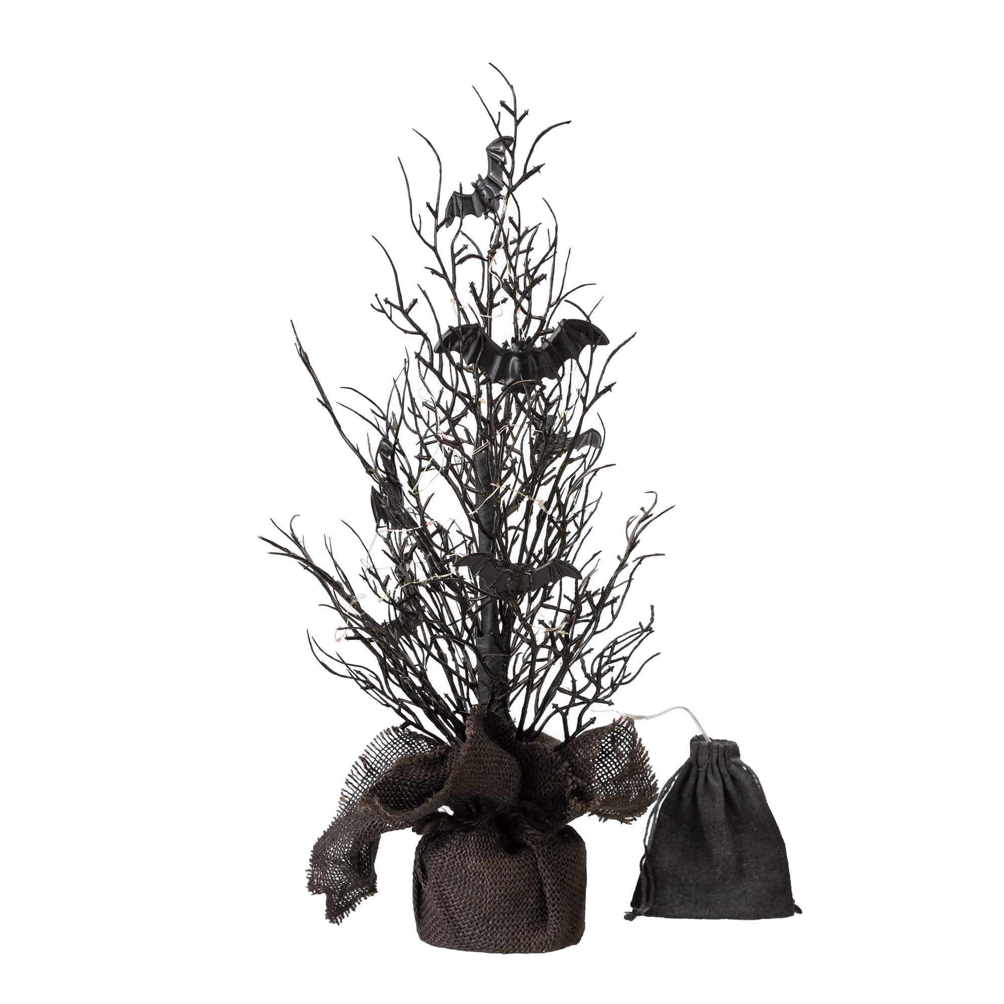 Glitzhome® 20" Lighted Halloween Bats Table Tree Decor