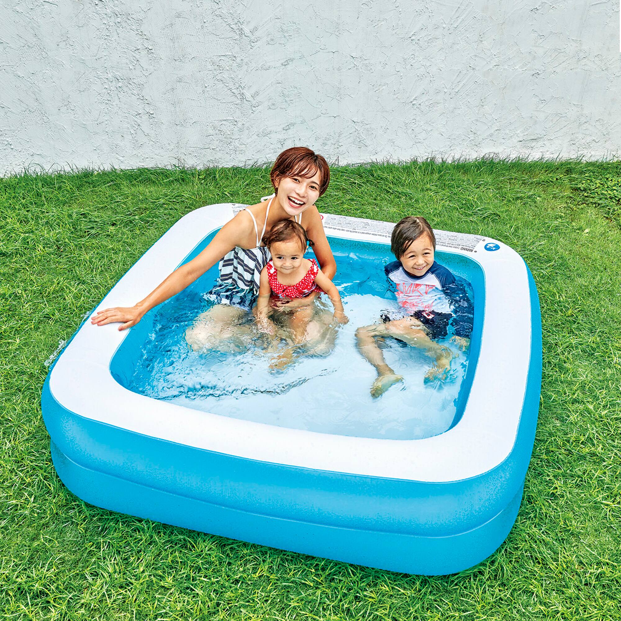 Pool Central® 5ft. Inflatable Blue & White 2-Ring Swimming Pool