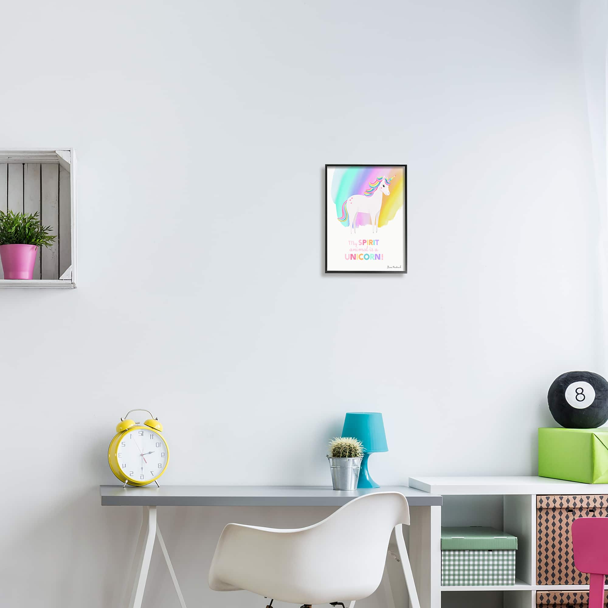 Stupell Industries Unicorn Spirit Animal Vivid Fantasy Rainbow Framed Giclee Art