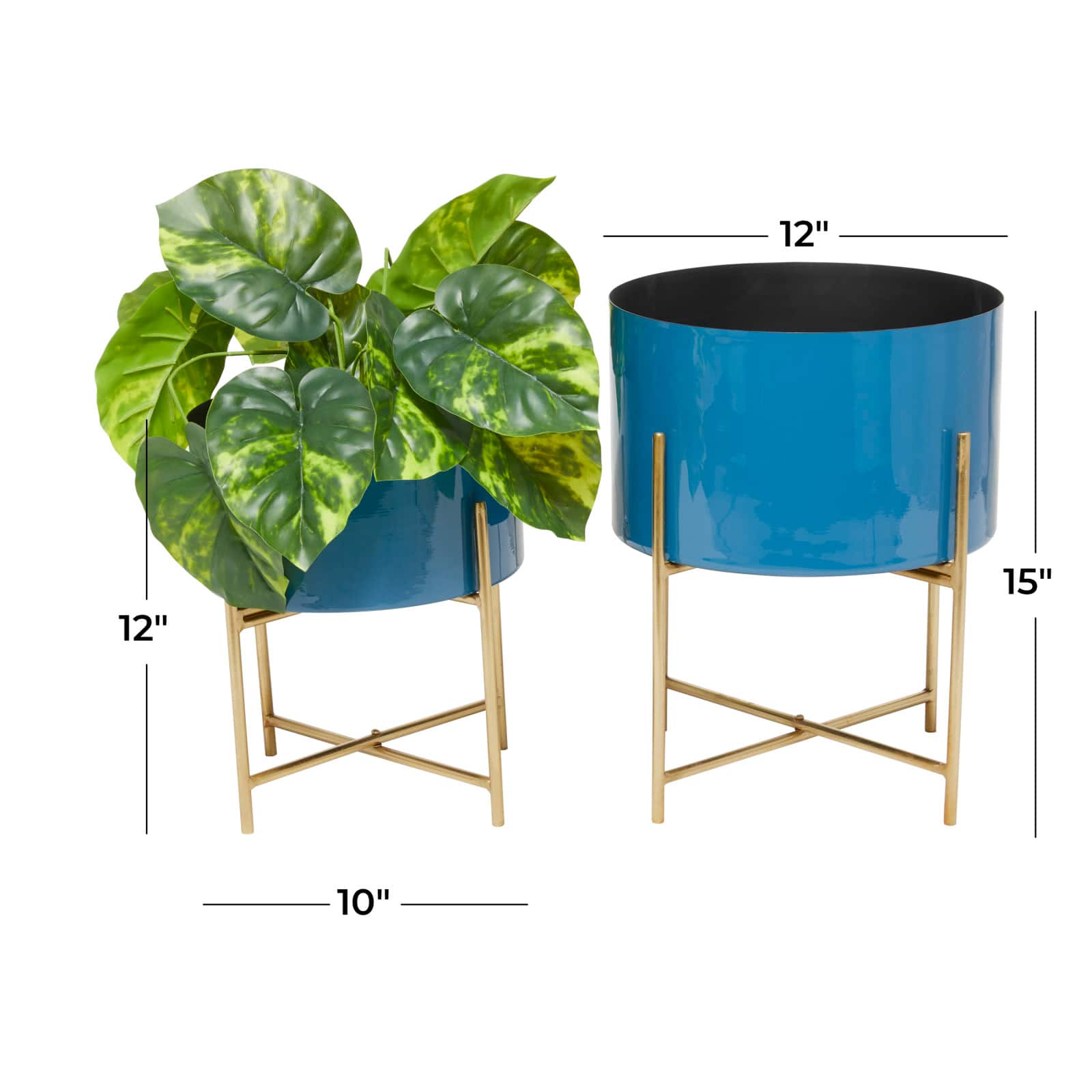 Blue Modern Planter, Set of 2" 15", 12"