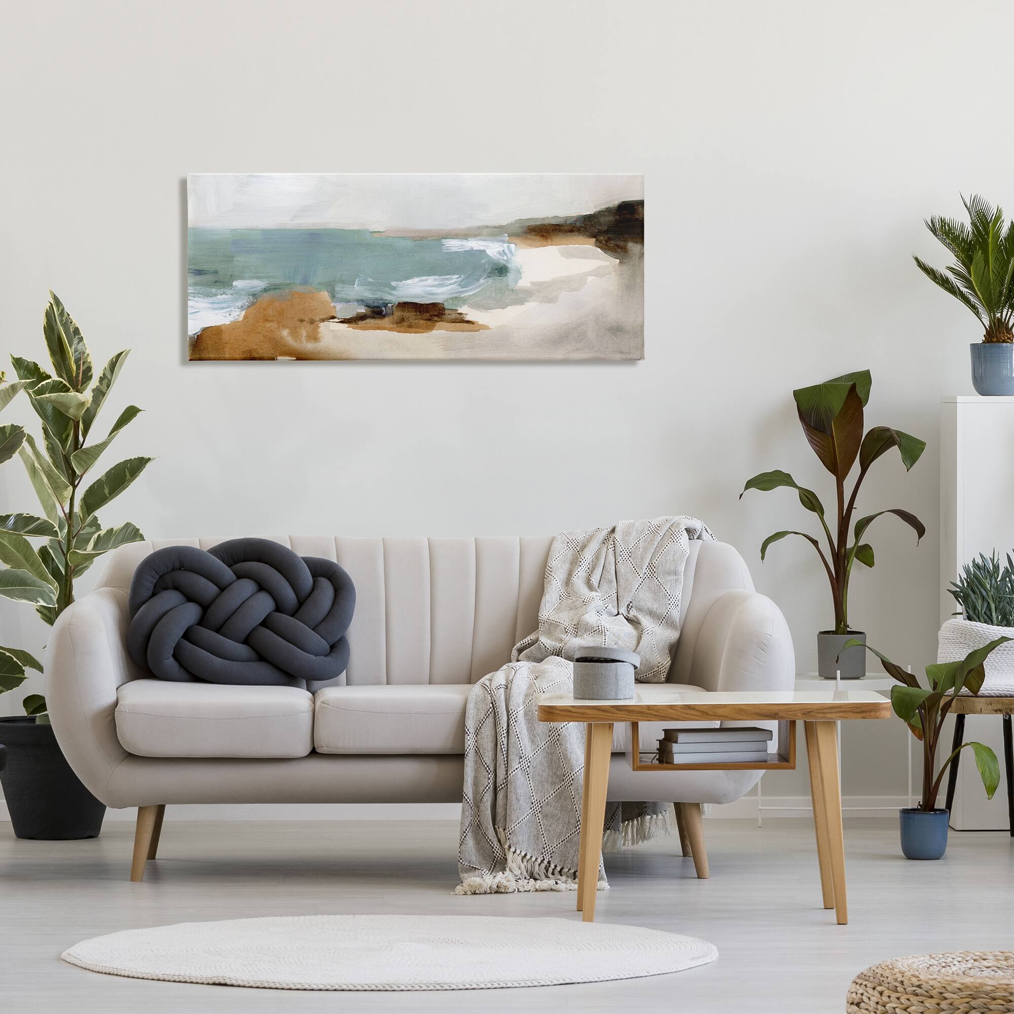 Stupell Industries Cloudy Grey Beach Landscape Abstraction Crashing Waves Canvas Wall Art