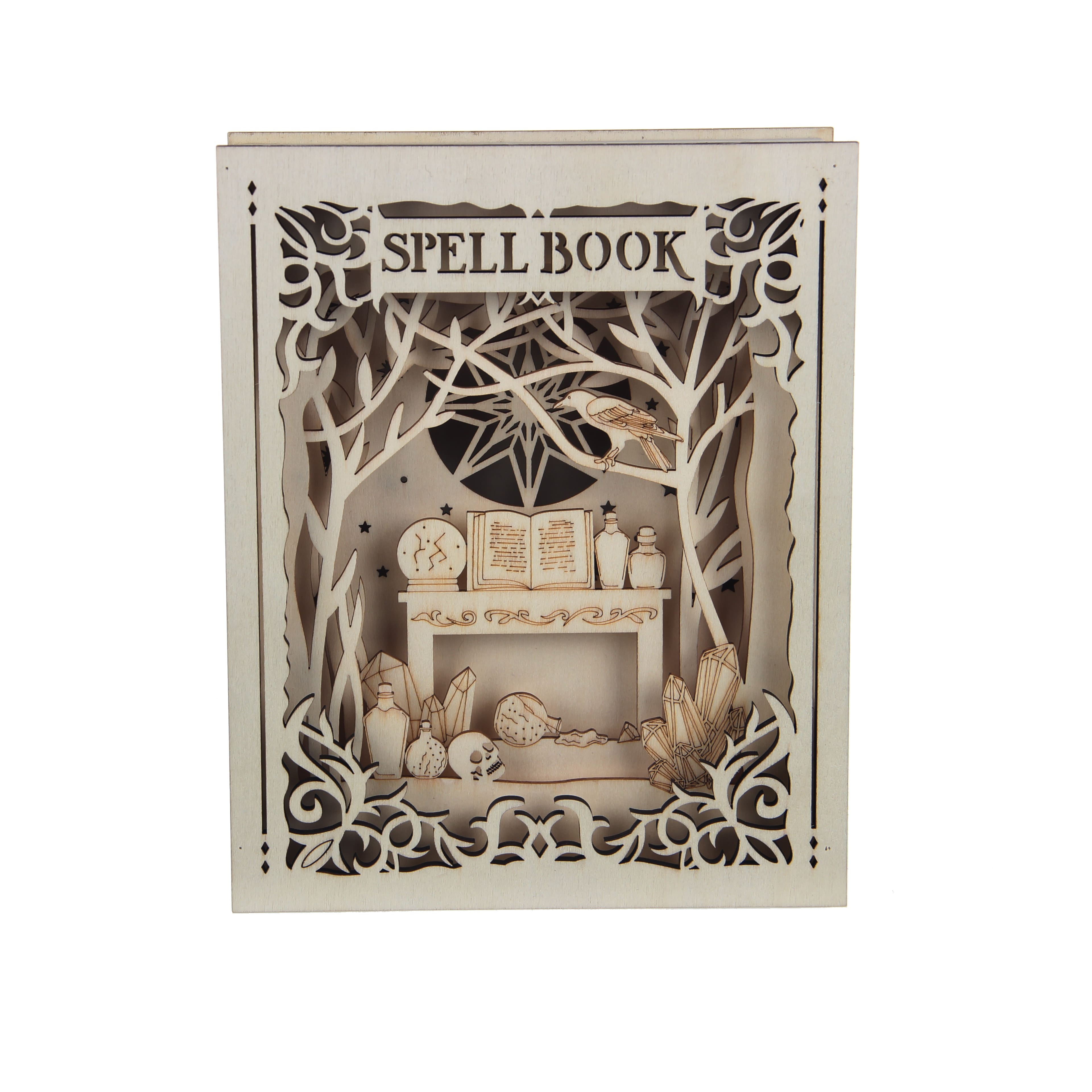 8.5&#x22; Spellbook DIY LED Plywood D&#xE9;cor by Make Market&#xAE;