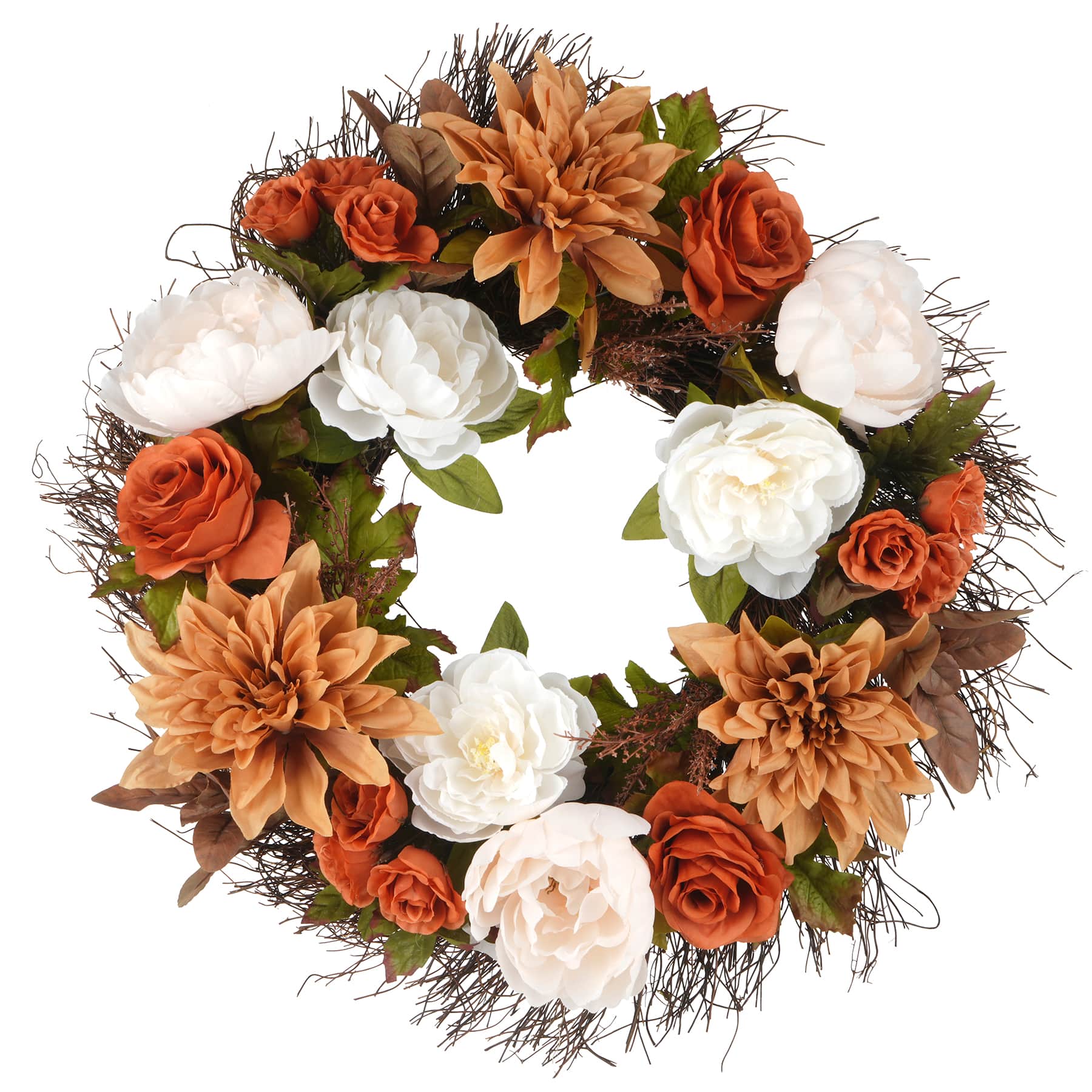 22&#x22; Orange &#x26; Cream Dahlia &#x26; Rose Wreath by Ashland&#xAE;