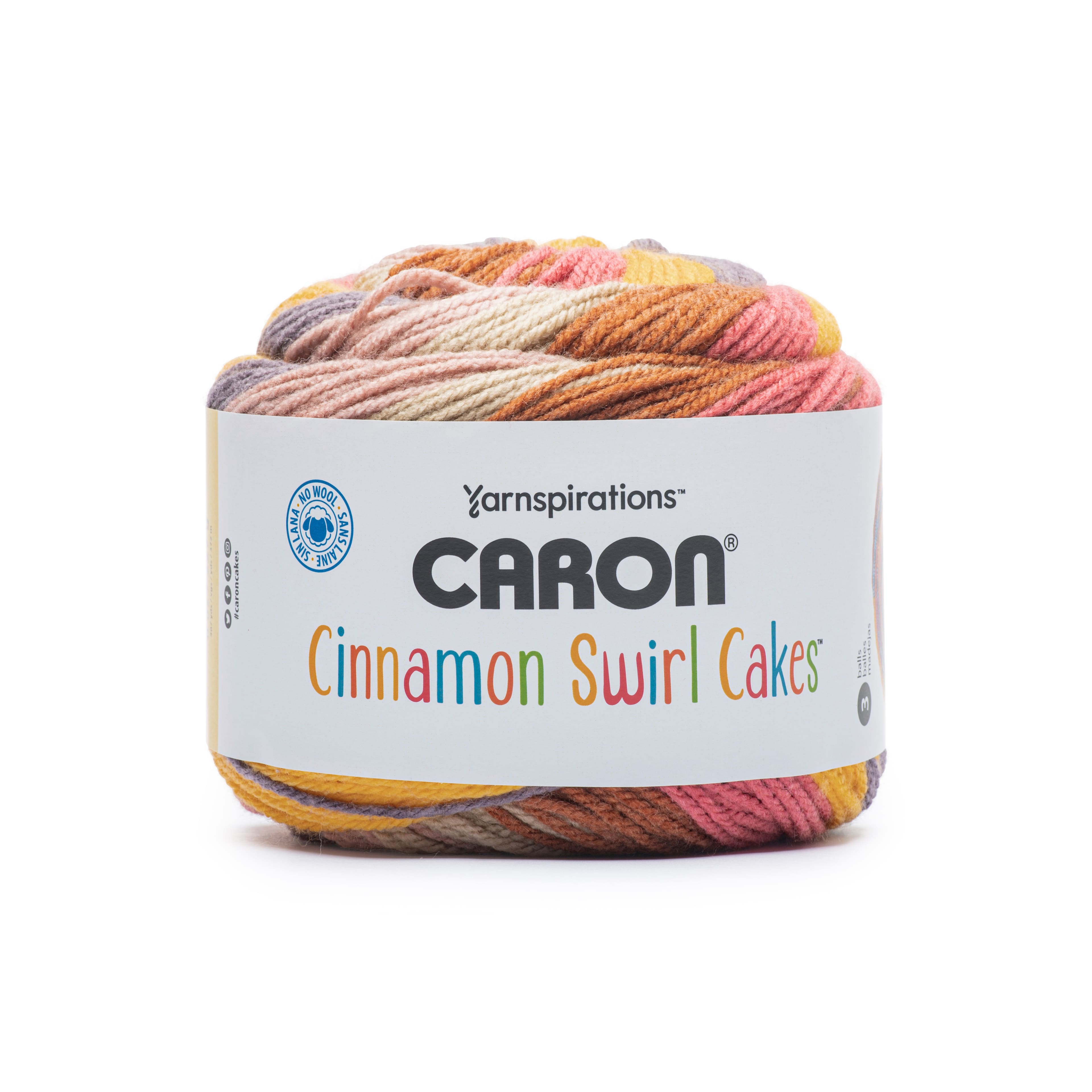 One 8 oz Skein Caron Cinnamon Swirl Cakes Yarn ~ 407 yds. Various Colors.  NEW