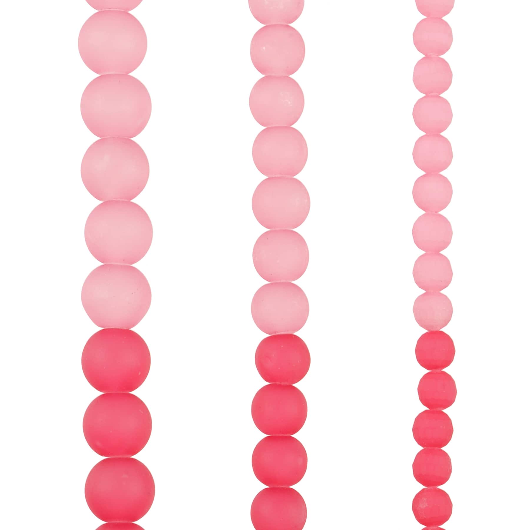 12 Pack: Pink Ombre Glass Round Beads by Bead Landing™
