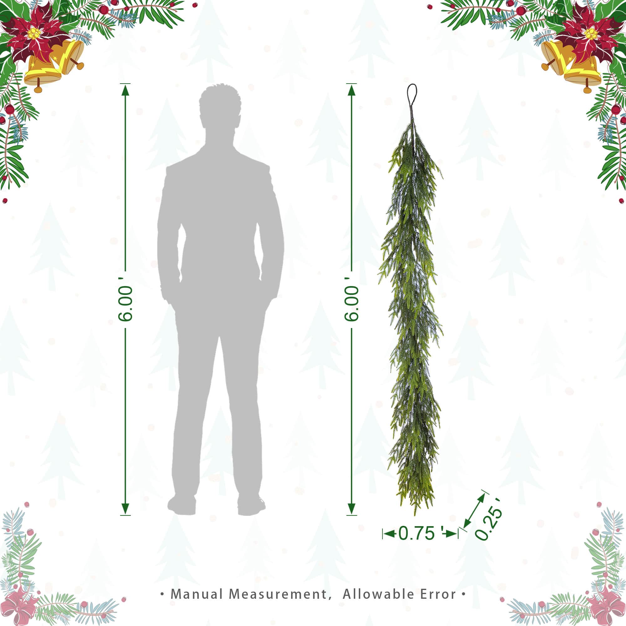 Glitzhome® 6ft Christmas Greenery PE Garland, 2ct.