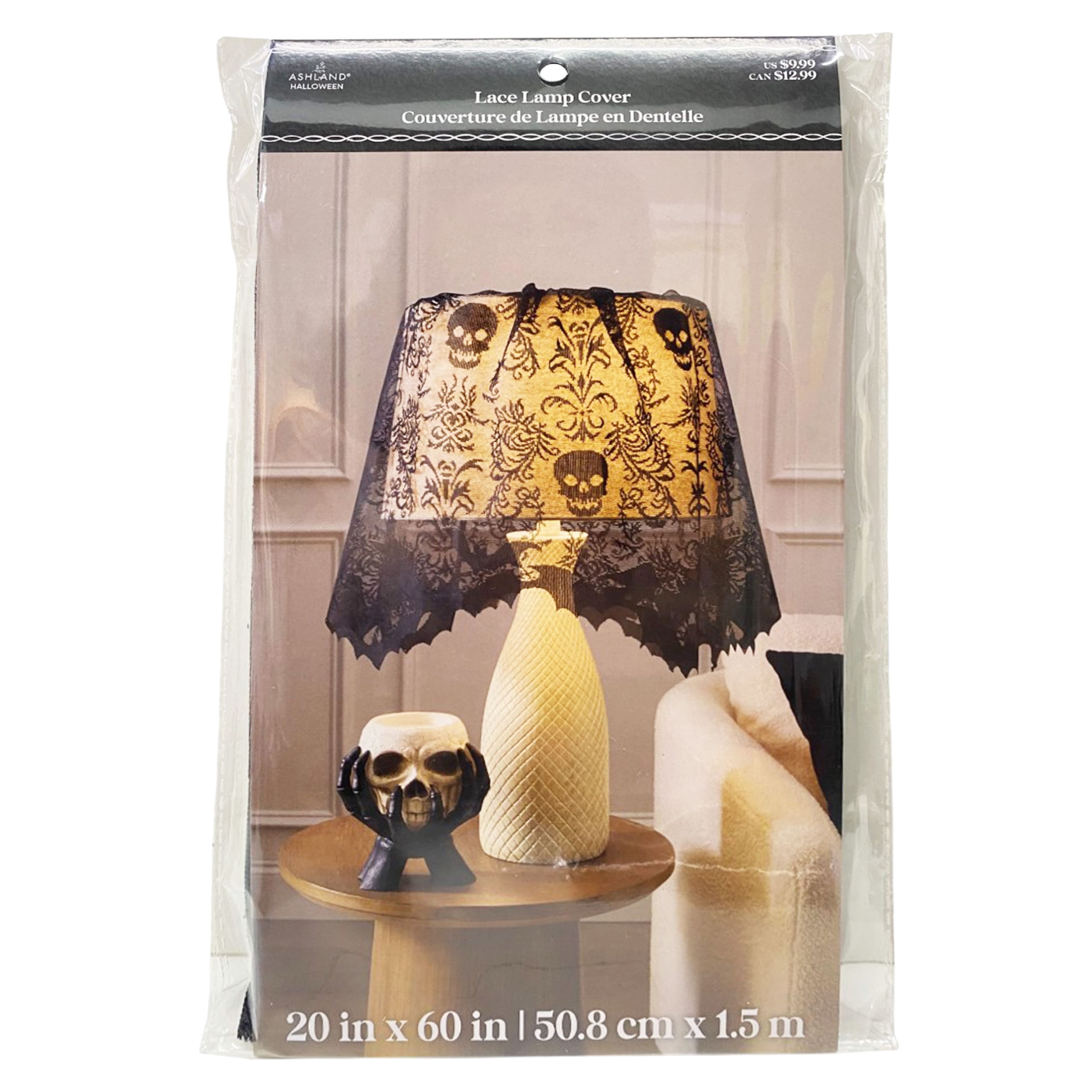 60&#x22; Black Skull Damask Lace Lamp Cover by Ashland&#xAE;