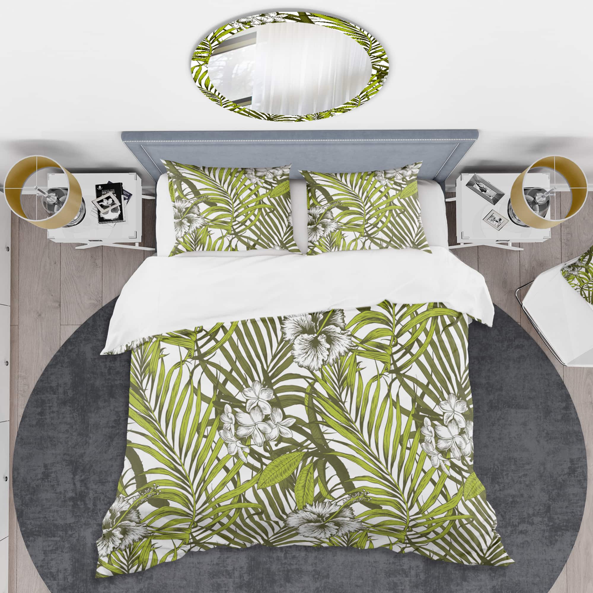Designart &#x27;Tropical Palm Leaves I&#x27; Mid-Century Duvet Cover Set