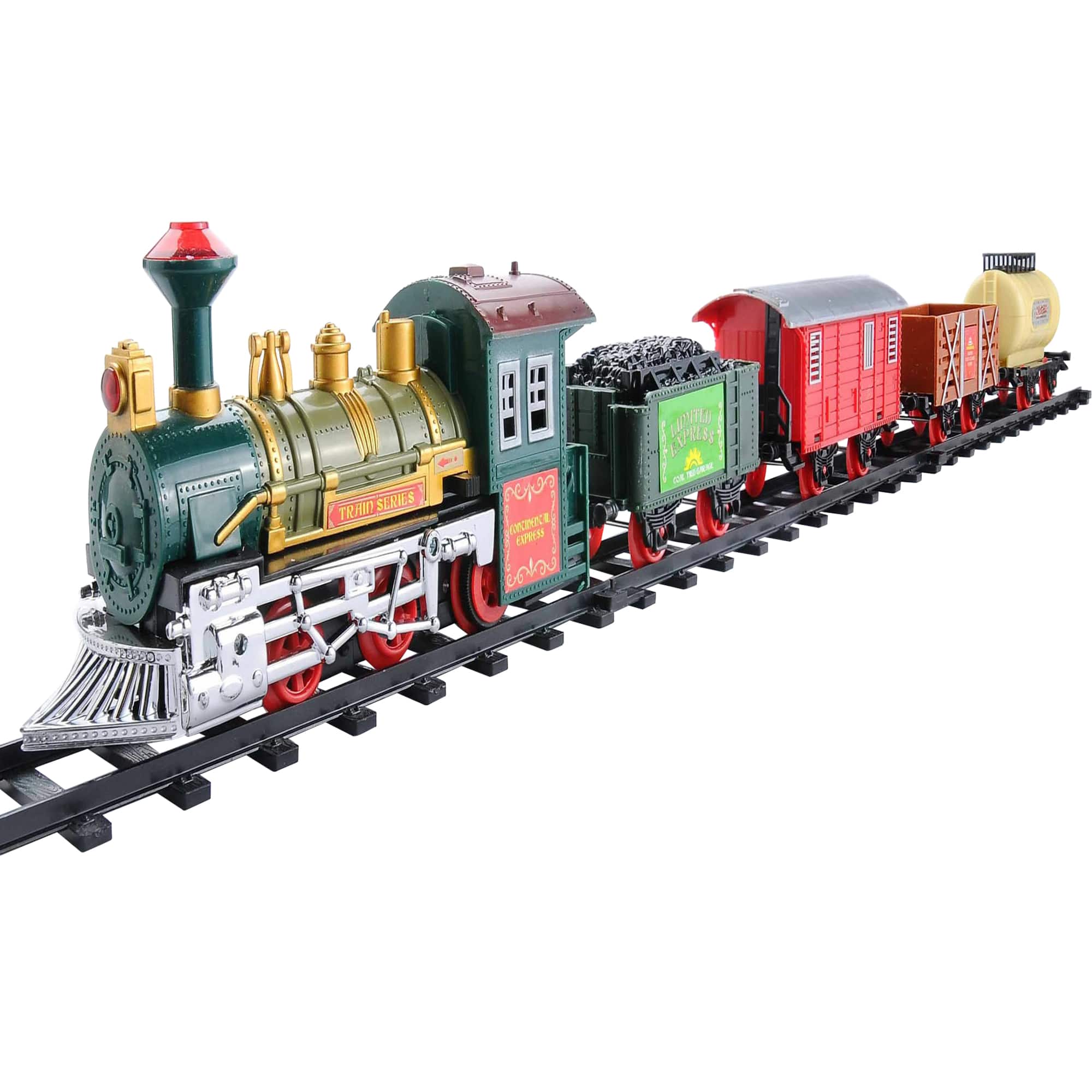 16-Piece Battery Operated Lighted and Animated Continental Express Train Set with Sound