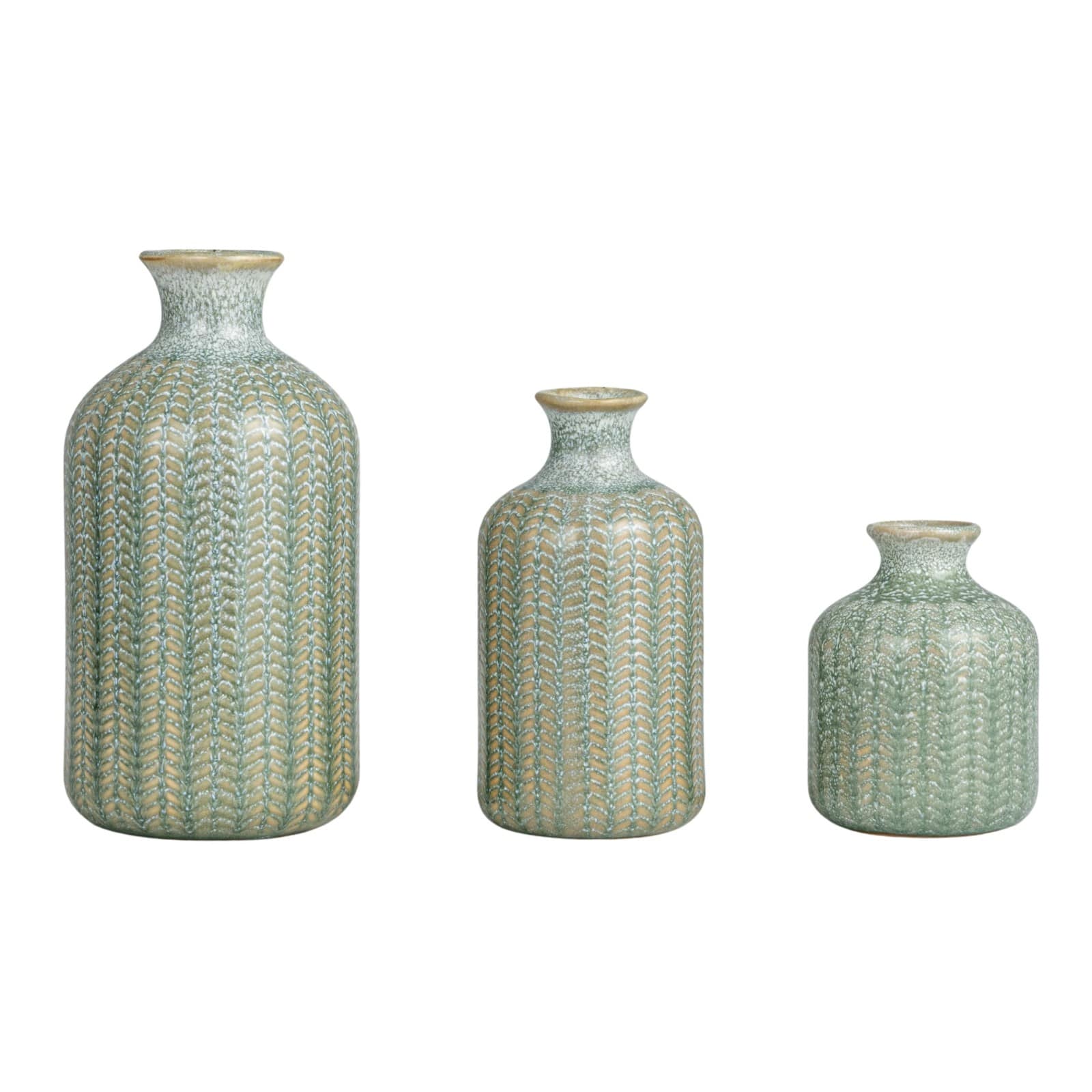 Hello Honey® Gray, Green & Natural Stoneware Vase Set