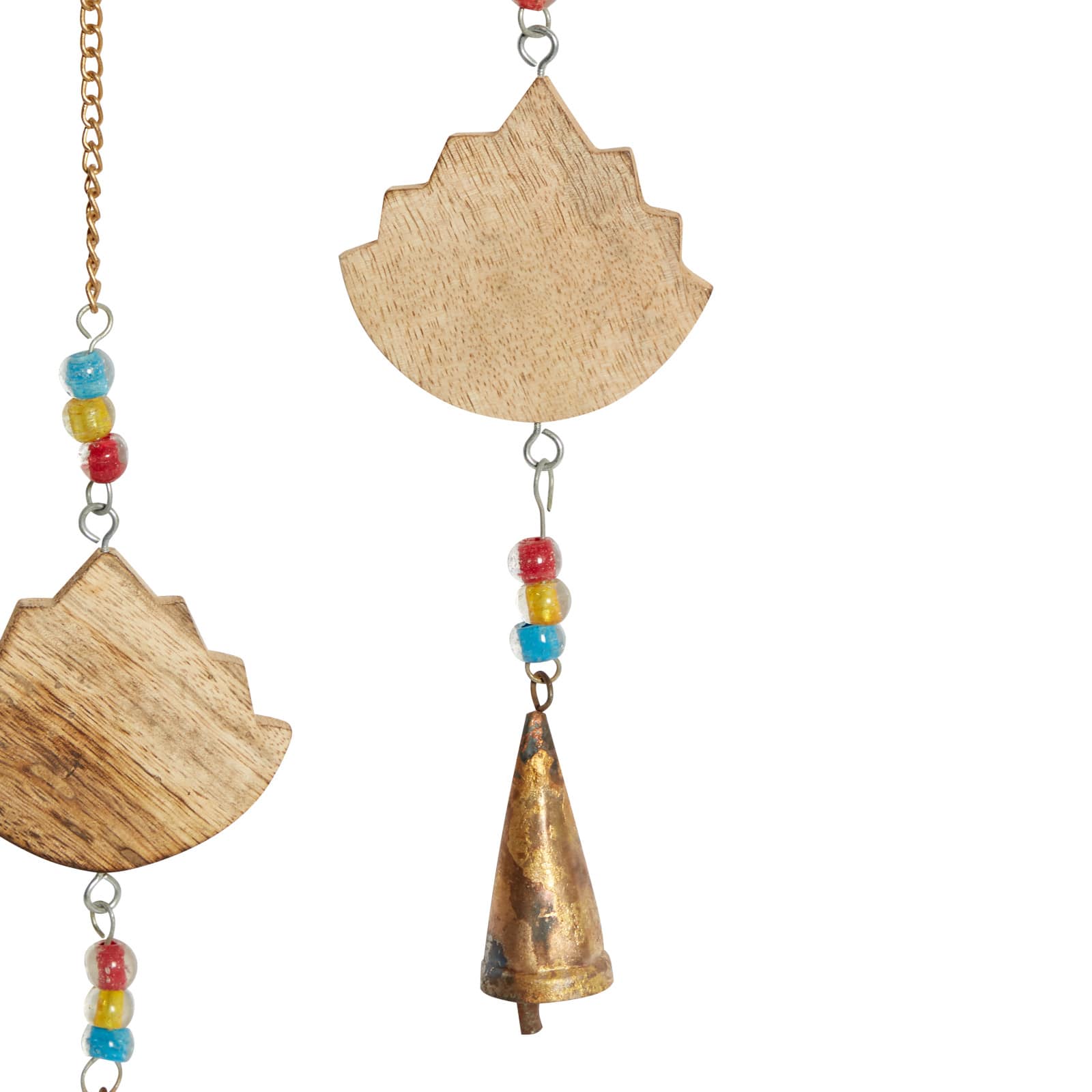 Gold Mango Wood Eclectic Style Windchime, 15" x 30"