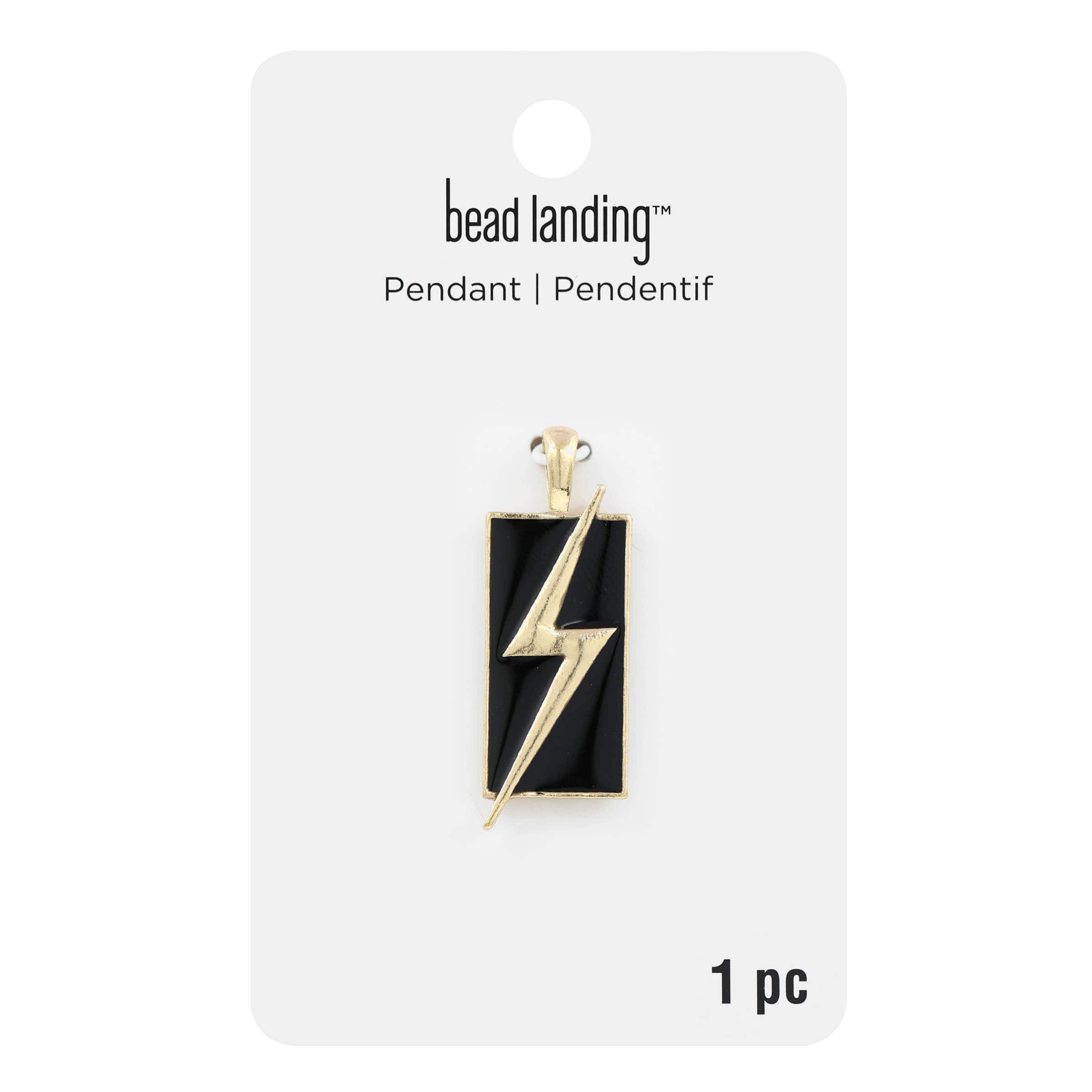 Gold &#x26; Black Rectangle Lightning Bolt Pendant by Bead Landing&#x2122;