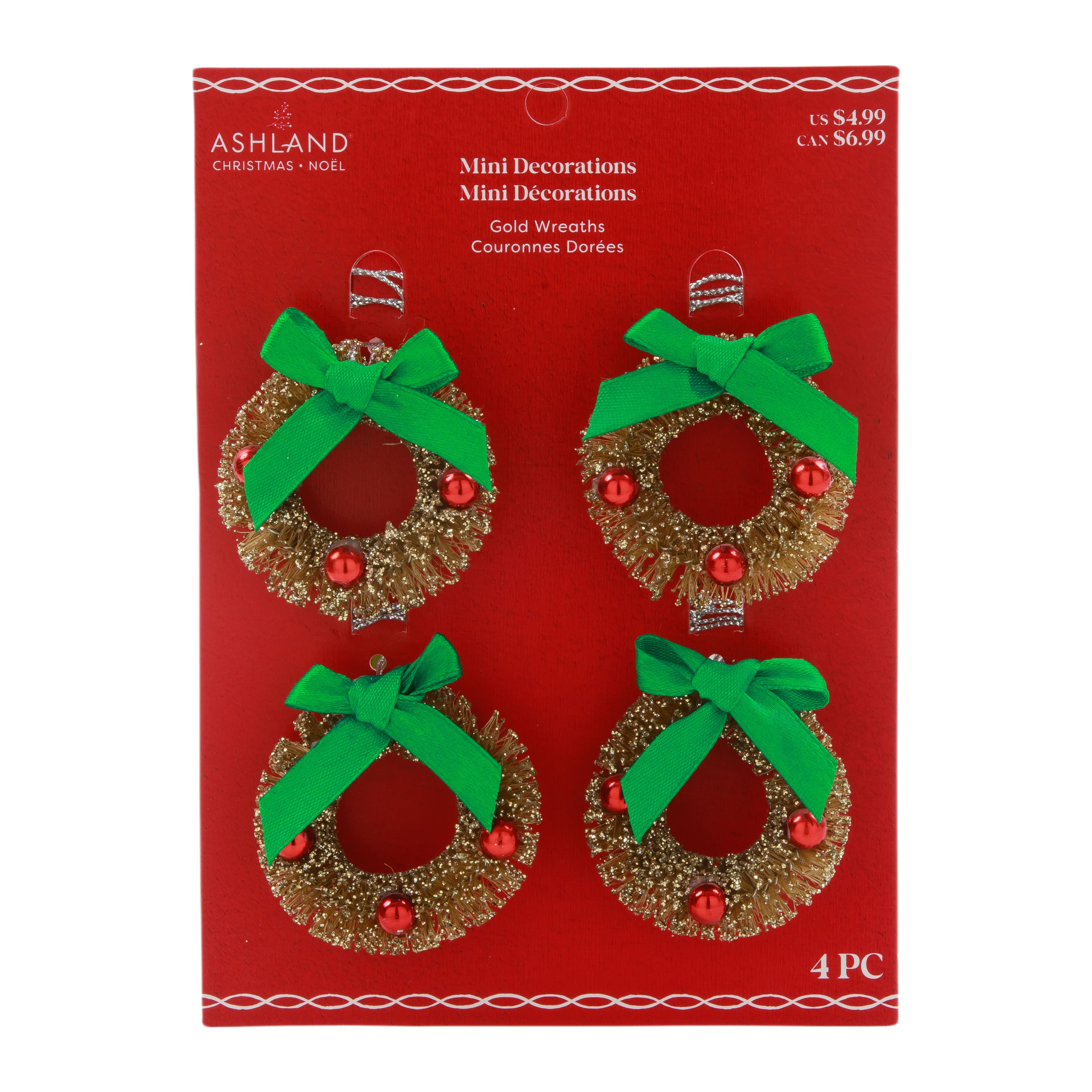 Mini Gold Wreath Decorations, 4ct. by Ashland&#xAE;