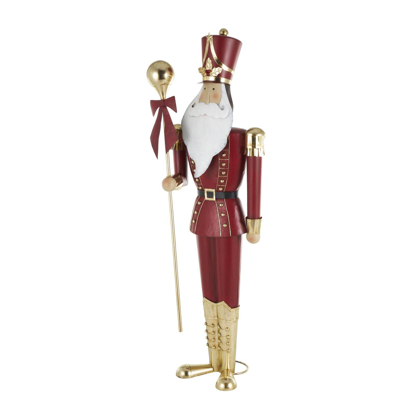52&#x22; Red Metal Nutcracker Standing Sculpture