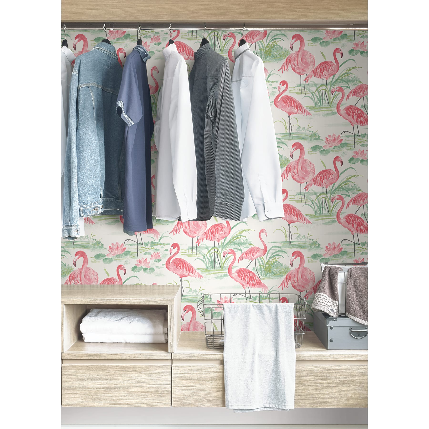 Wallpops Pink Flamingo Beach Peel & Stick Wallpaper