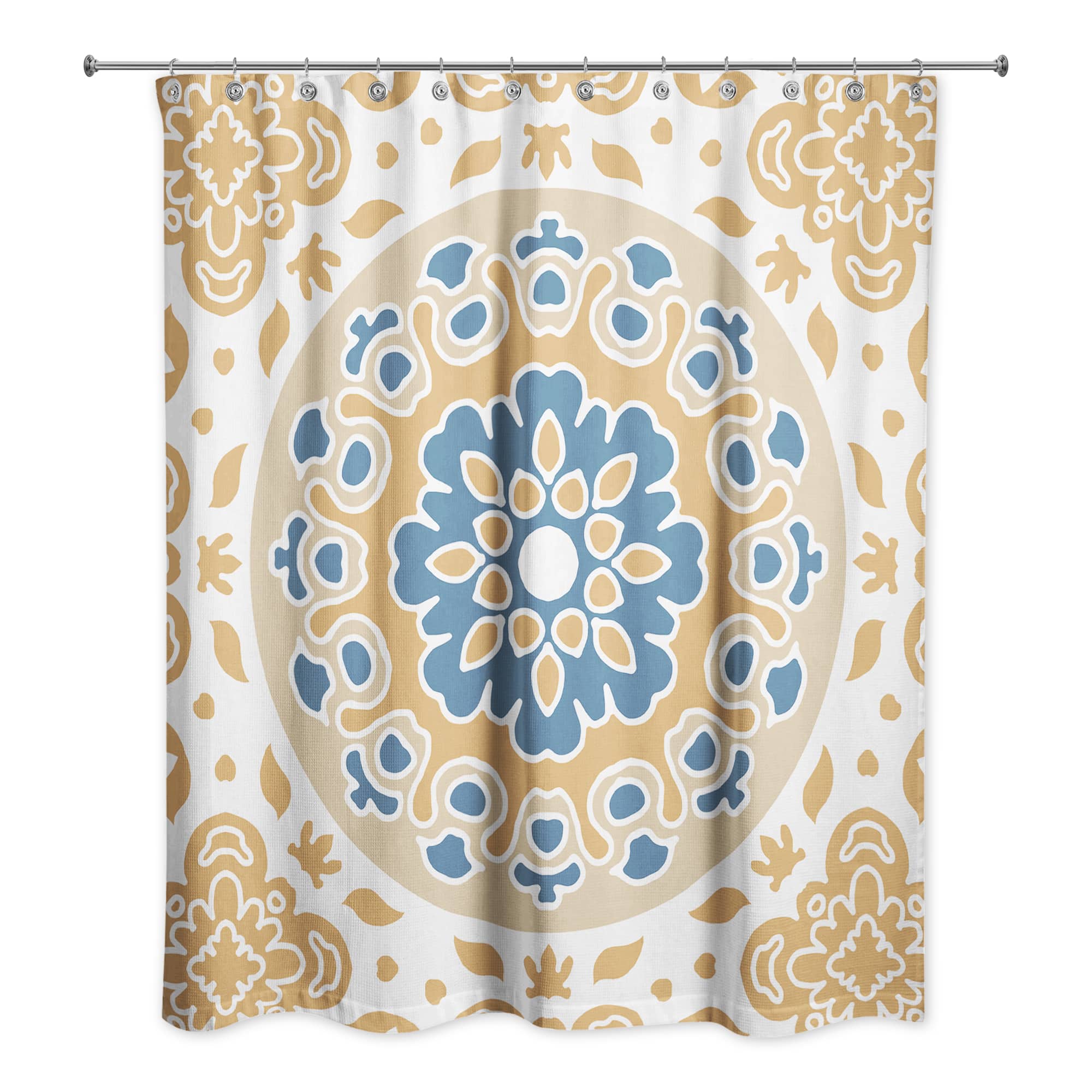 Blue and Yellow Mandala 71" x 74" Shower Curtain