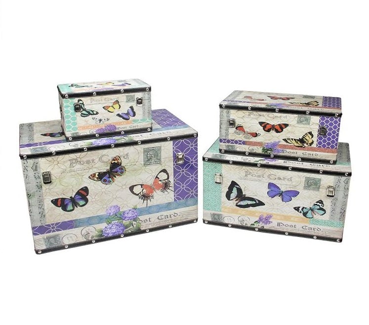 Wooden Butterfly Decorative Storage Boxes, 4ct.