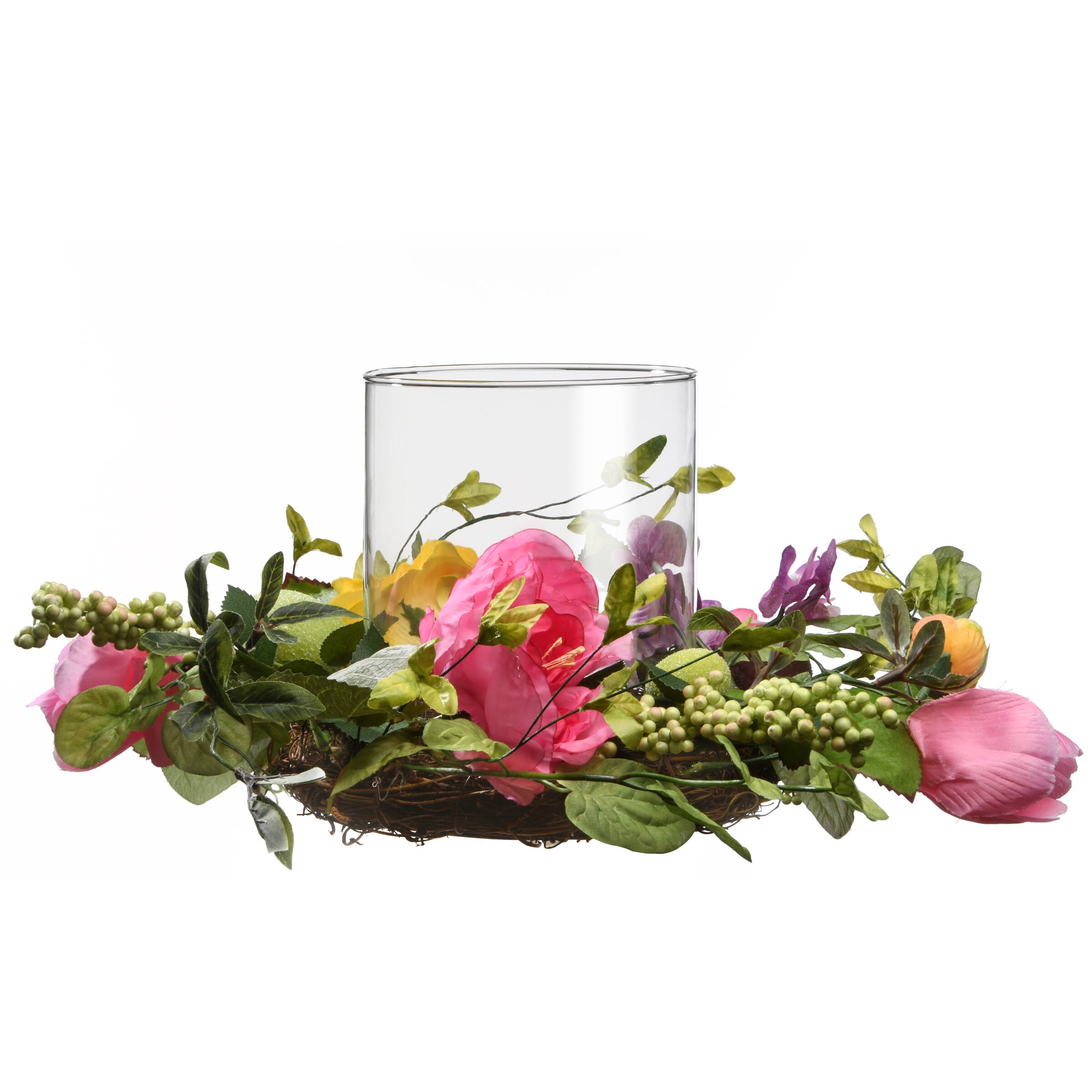 16&#x22; Spring Floral Candle Holder