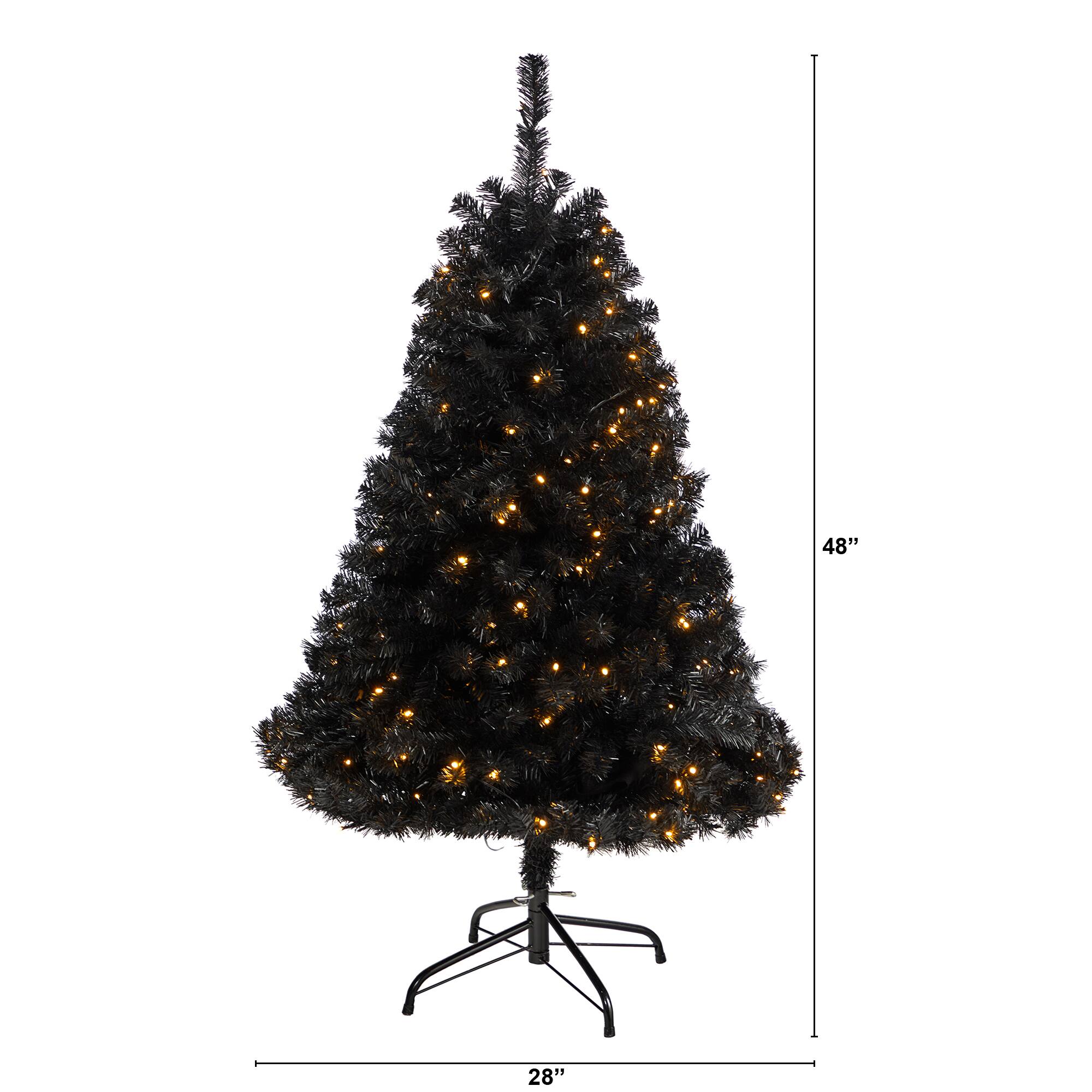 4ft. Pre-Lit Black Artificial Christmas Tree, Clear LED Lights