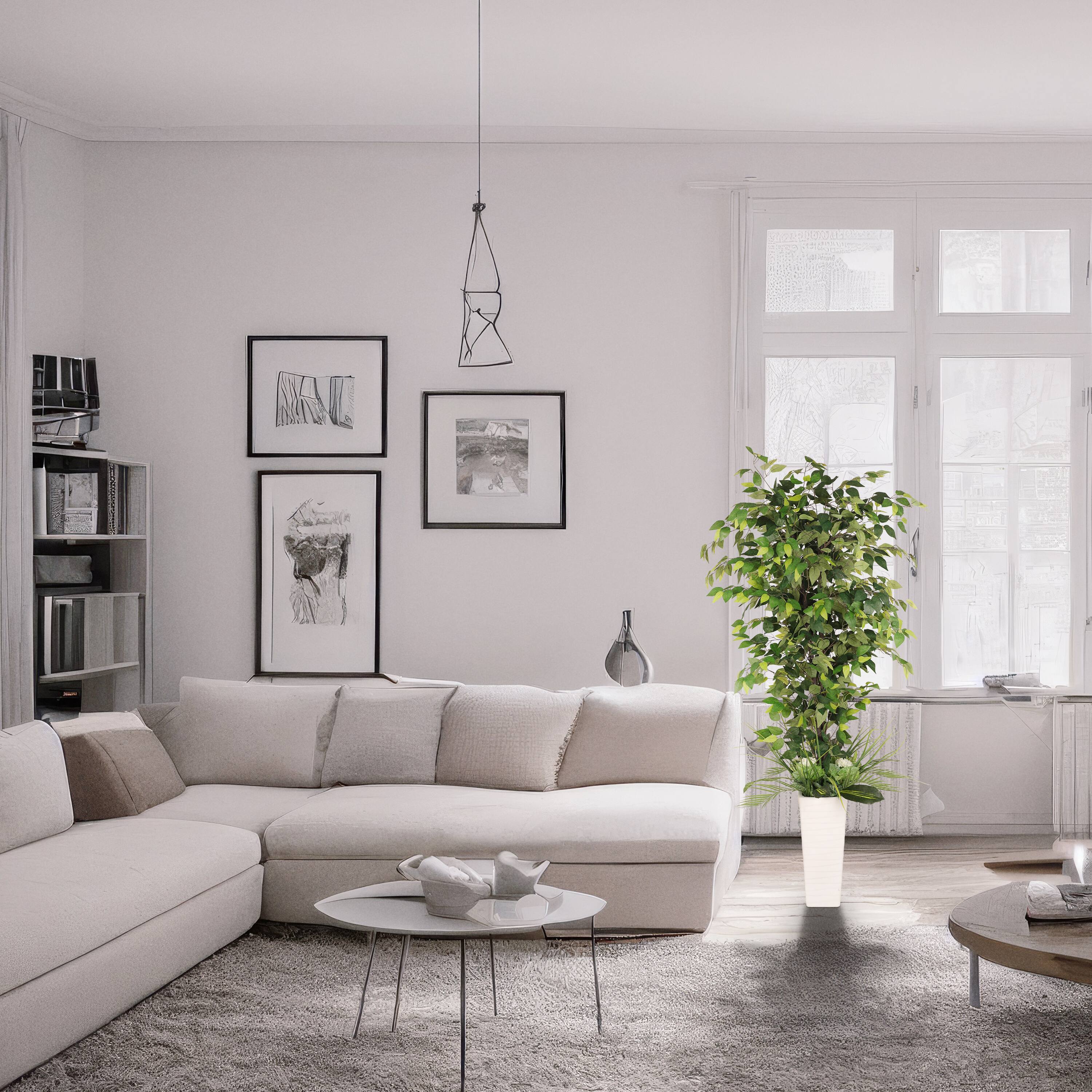 6ft. Artificial Ficus Microcarpa Tree in White Decorative Pot