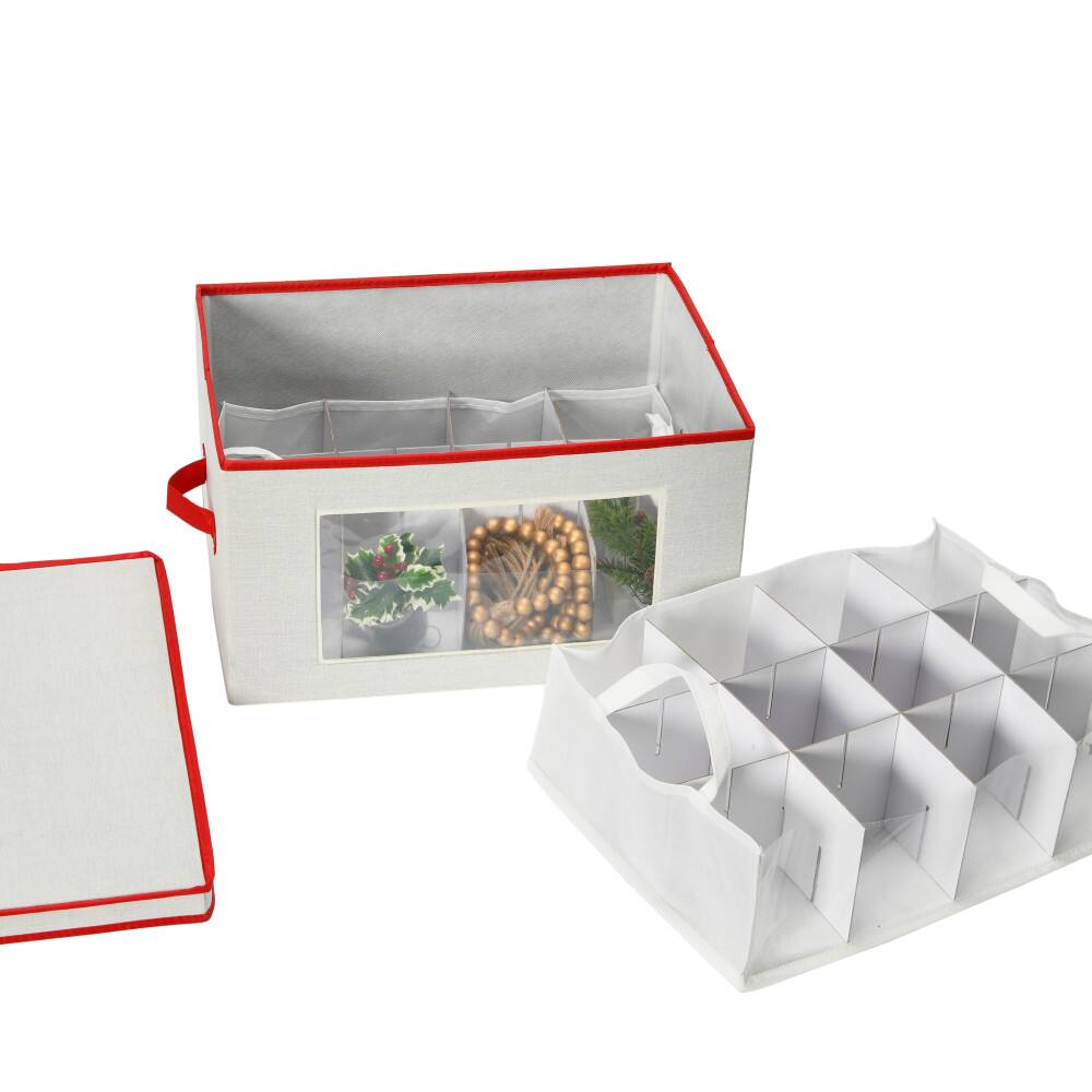 Household Essentials Red &#x26; White Ornament Storage Box