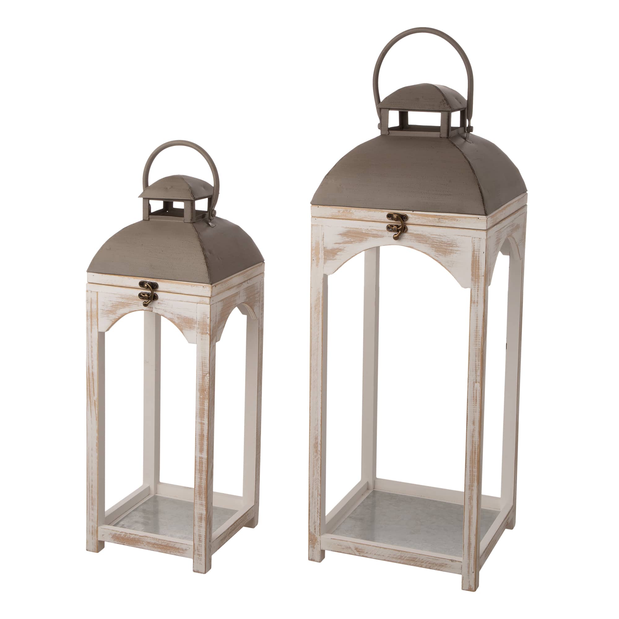 Glitzhome® White Wooden Modern Farmhouse Lantern Set Michaels