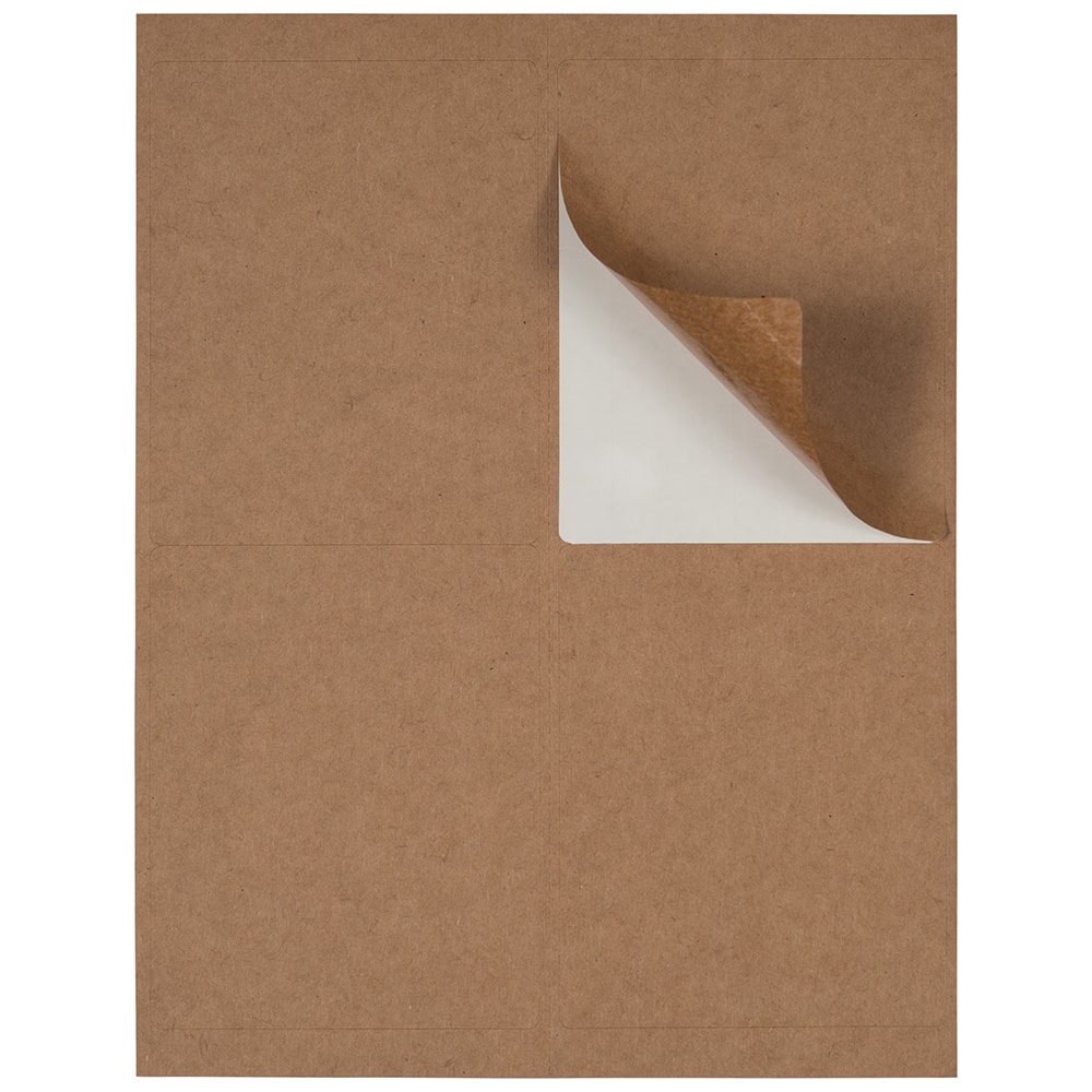 JAM Paper Quarter Sheet Brown Kraft Shipping Address Labels, 120ct.