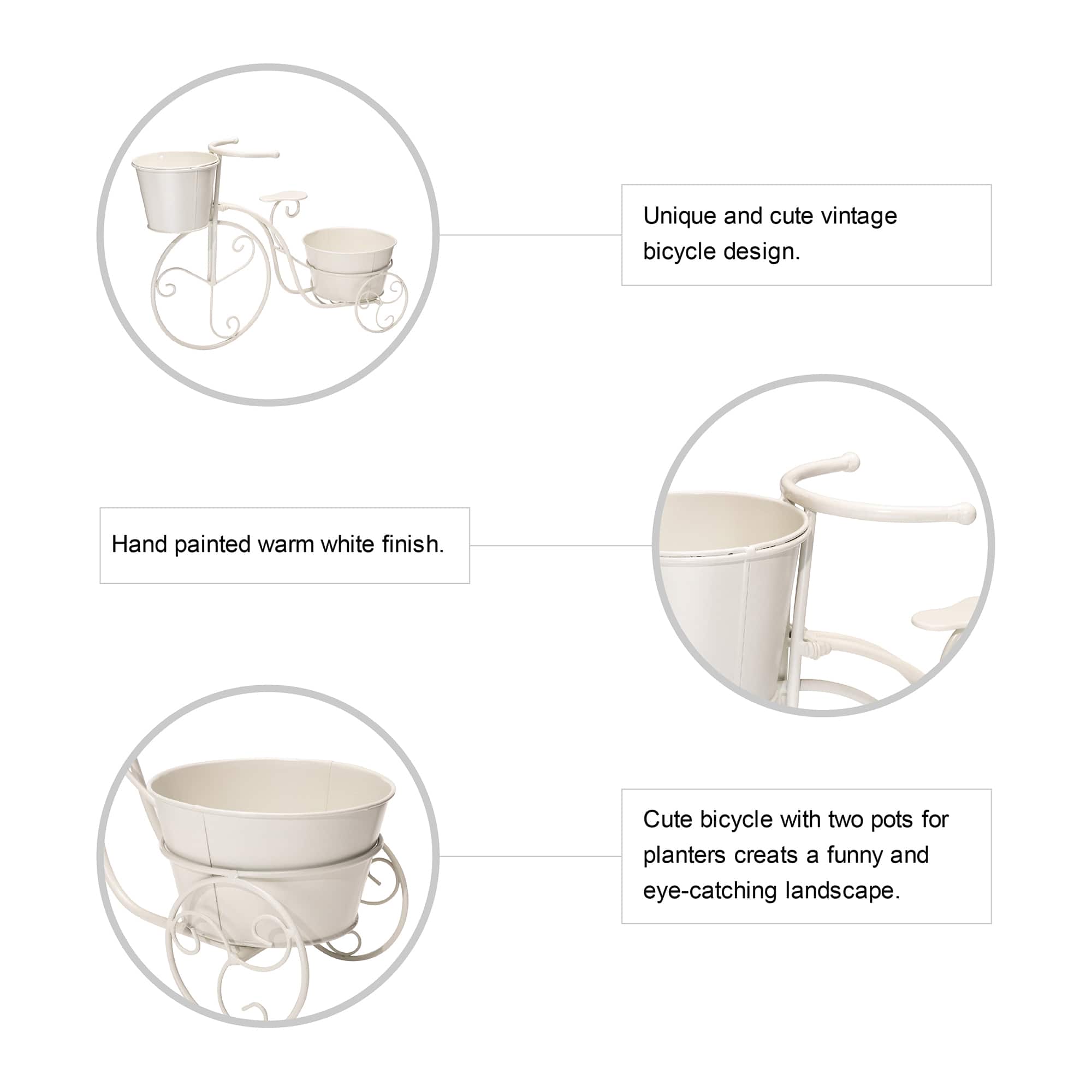 Glitzhome® 21.5'' White Metal Bicycle Plant Stand