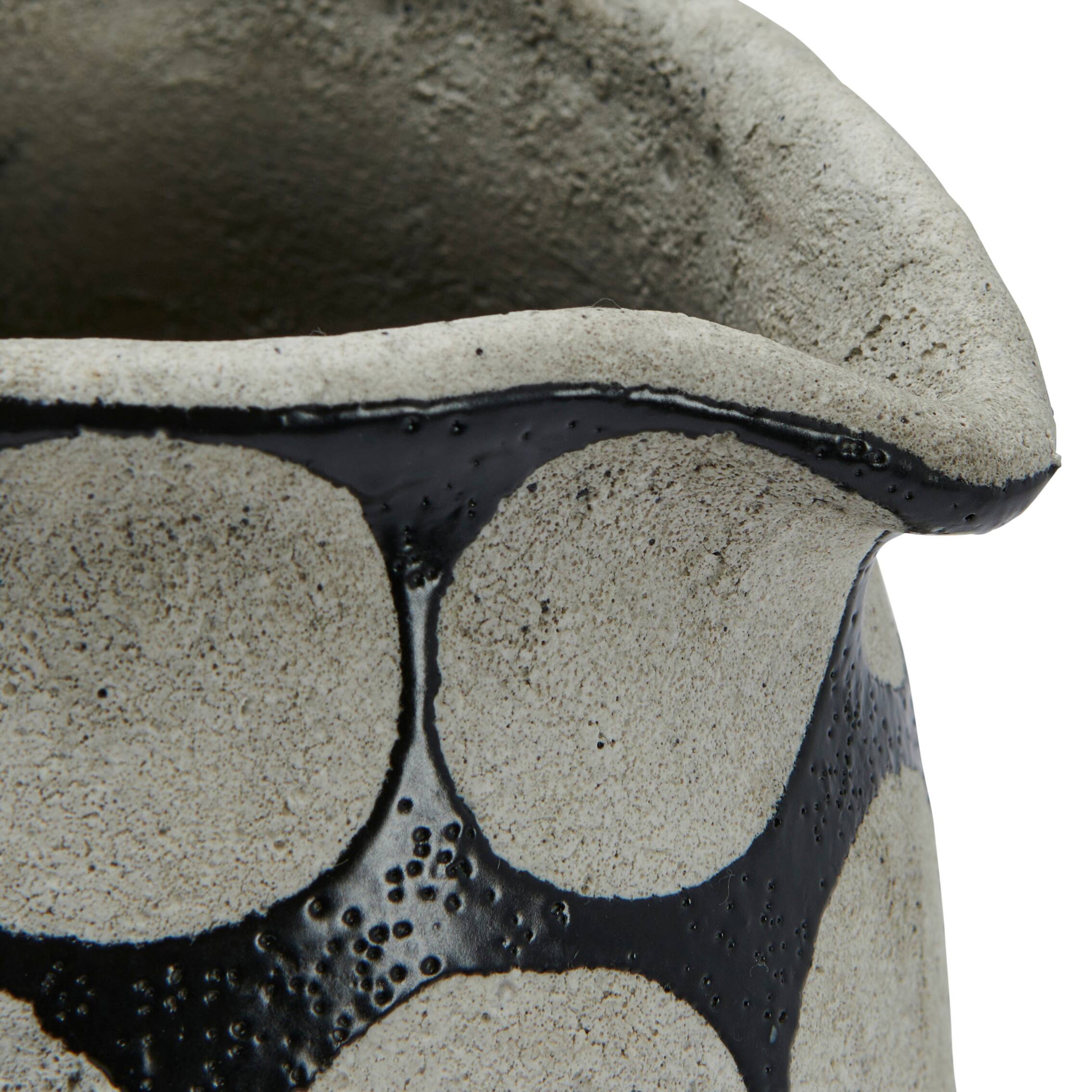 Hello Honey® 9" Black & Natural Decorative Terra Cotta Pitcher with Wax Relief Dots