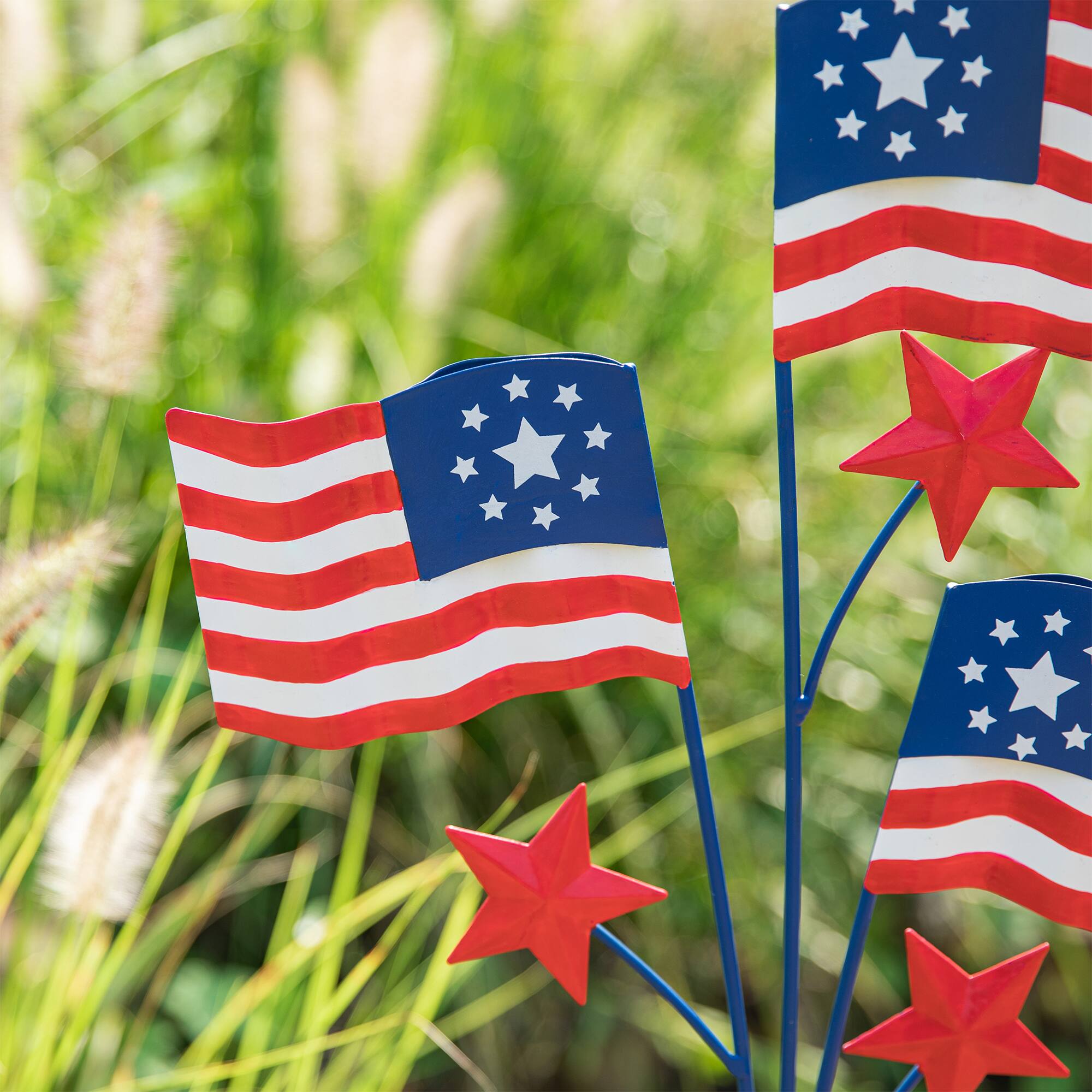 Glitzhome&#xAE; 42&#x22; Patriotic Welcome Metal Flags Yard Stake