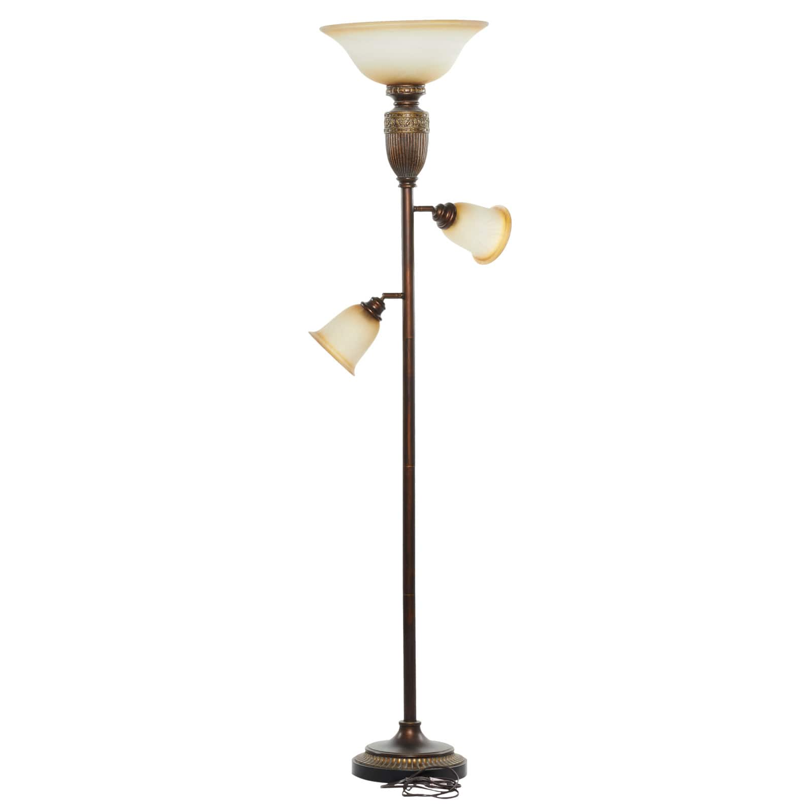 Brown Glass Traditional Floor Lamp, 70&#x22; x 19&#x22;