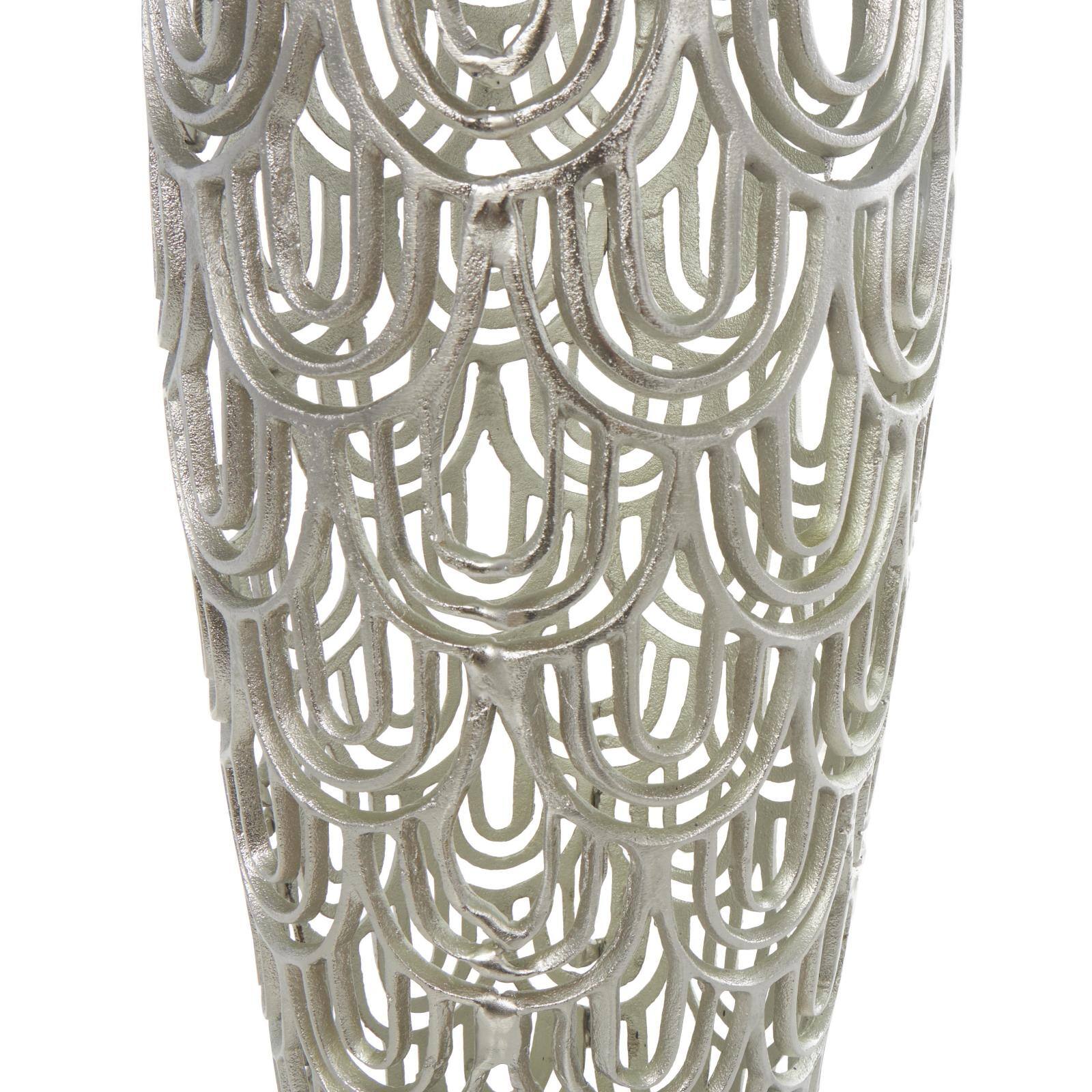 25" Silver Aluminum Metal Geometric Art Deco Inspired Arched Vase