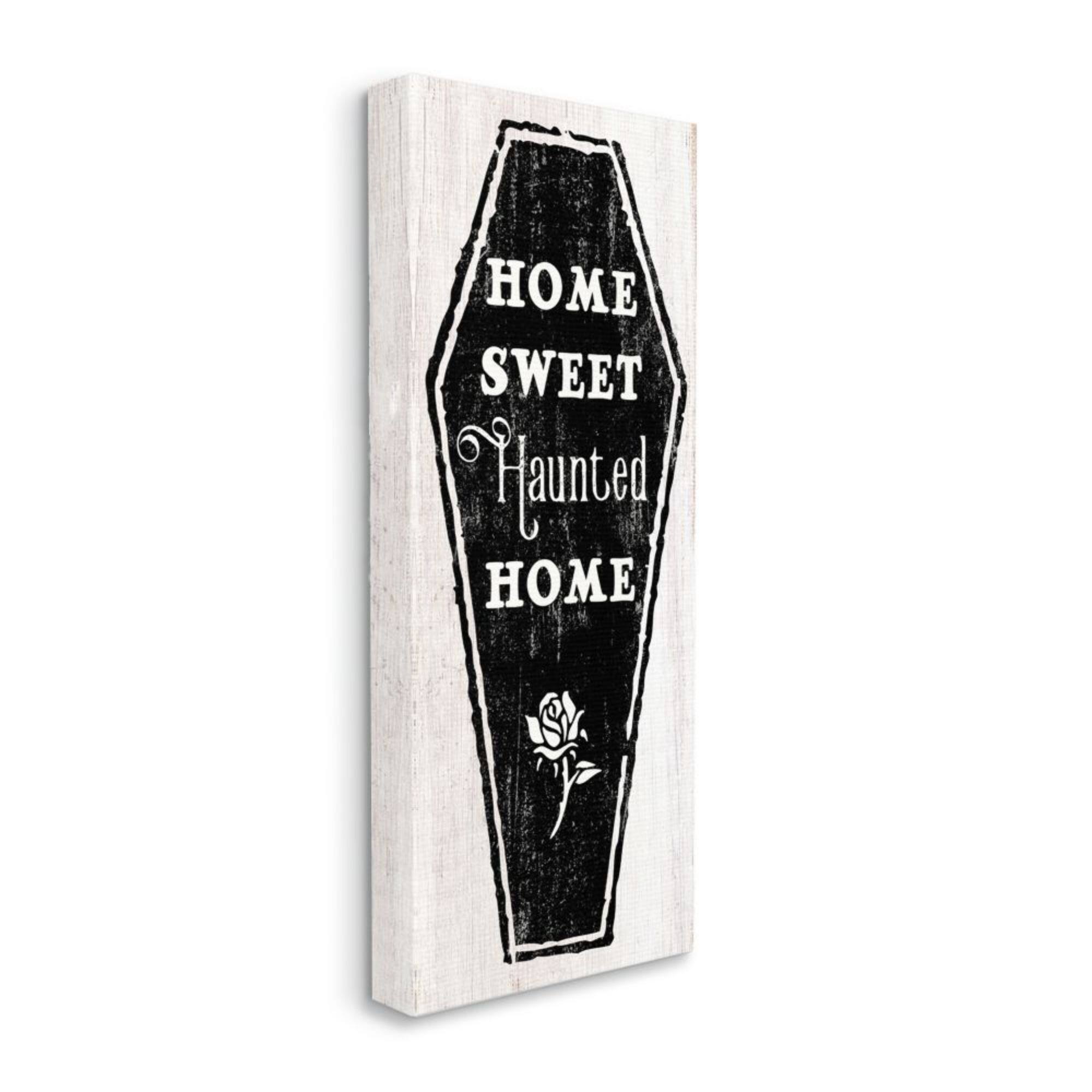 Stupell Industries Home Sweet Haunted Home Halloween Rose Casket Canvas Wall Art 