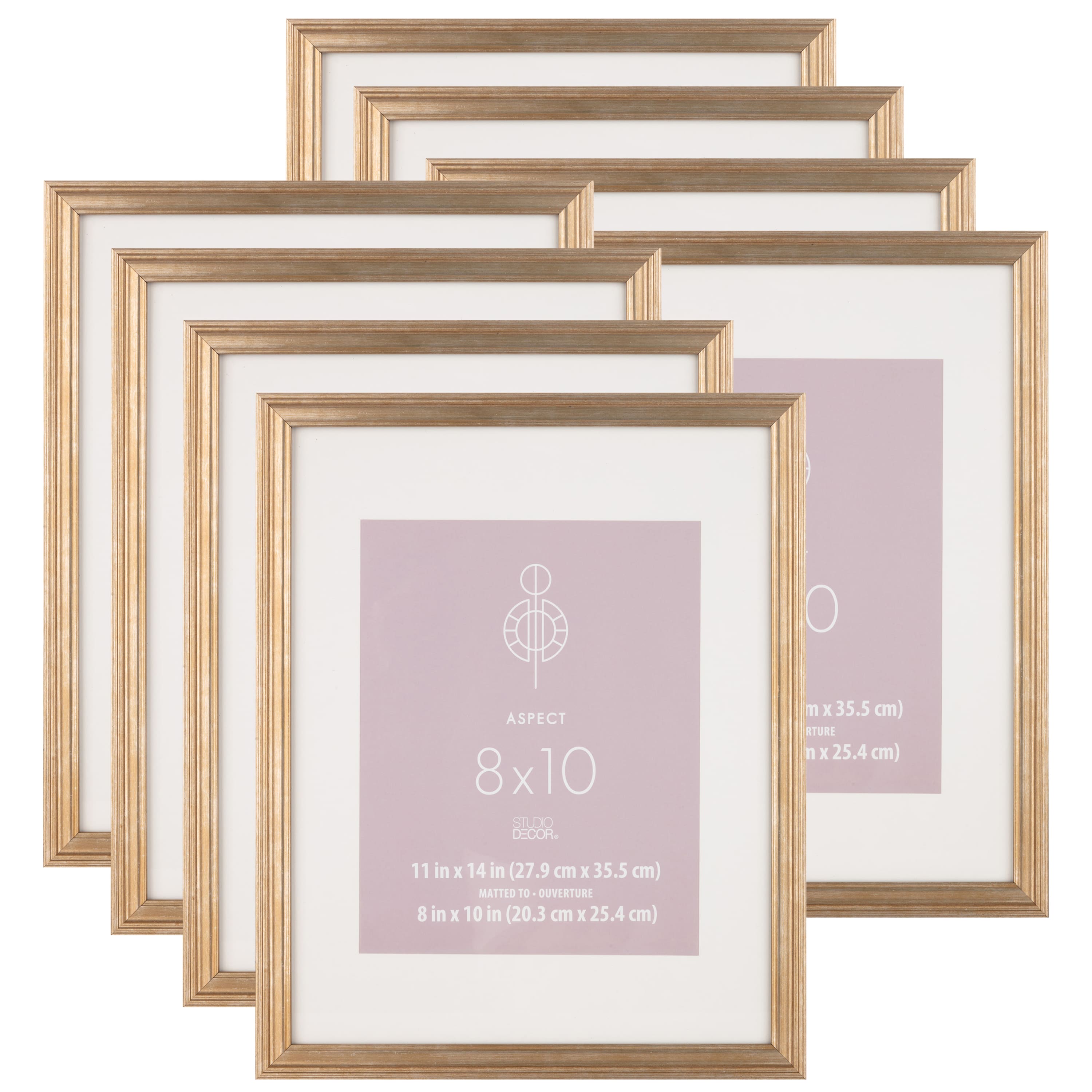 8 Pack: 8" x 10" Gold Narrow Aspect Frame with Mat by Studio Décor®