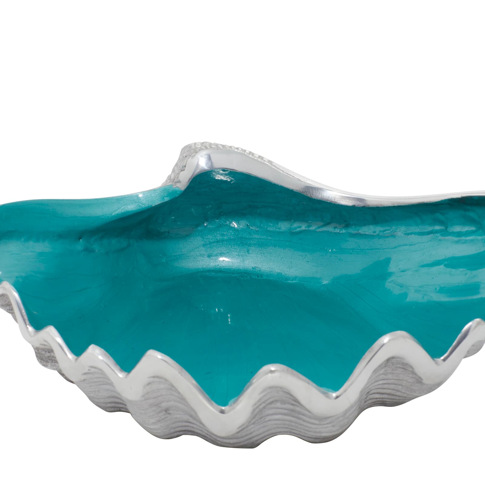 12&#x22; Silver Metal Coastal Serving Bowl
