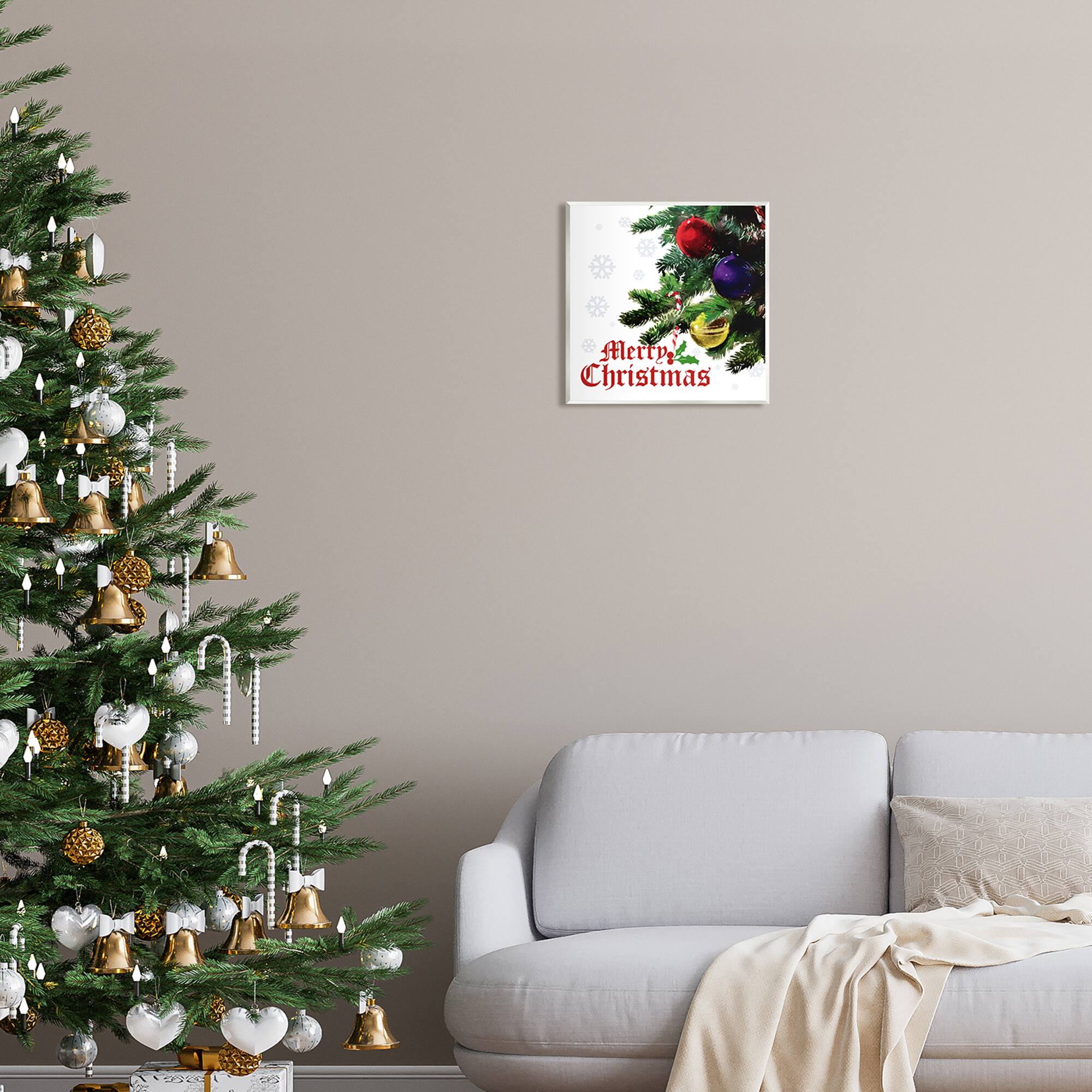 Stupell Industries Merry Christmas Snowflake Pattern Wall Plaque Art