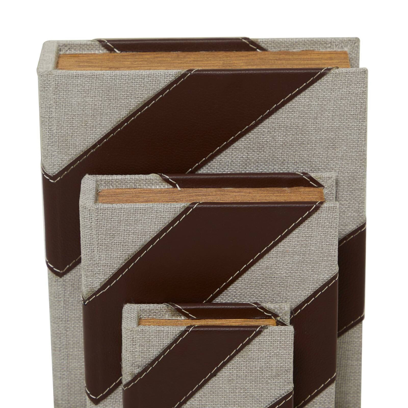 Brown Chevron Faux Leather Faux Book Box Set