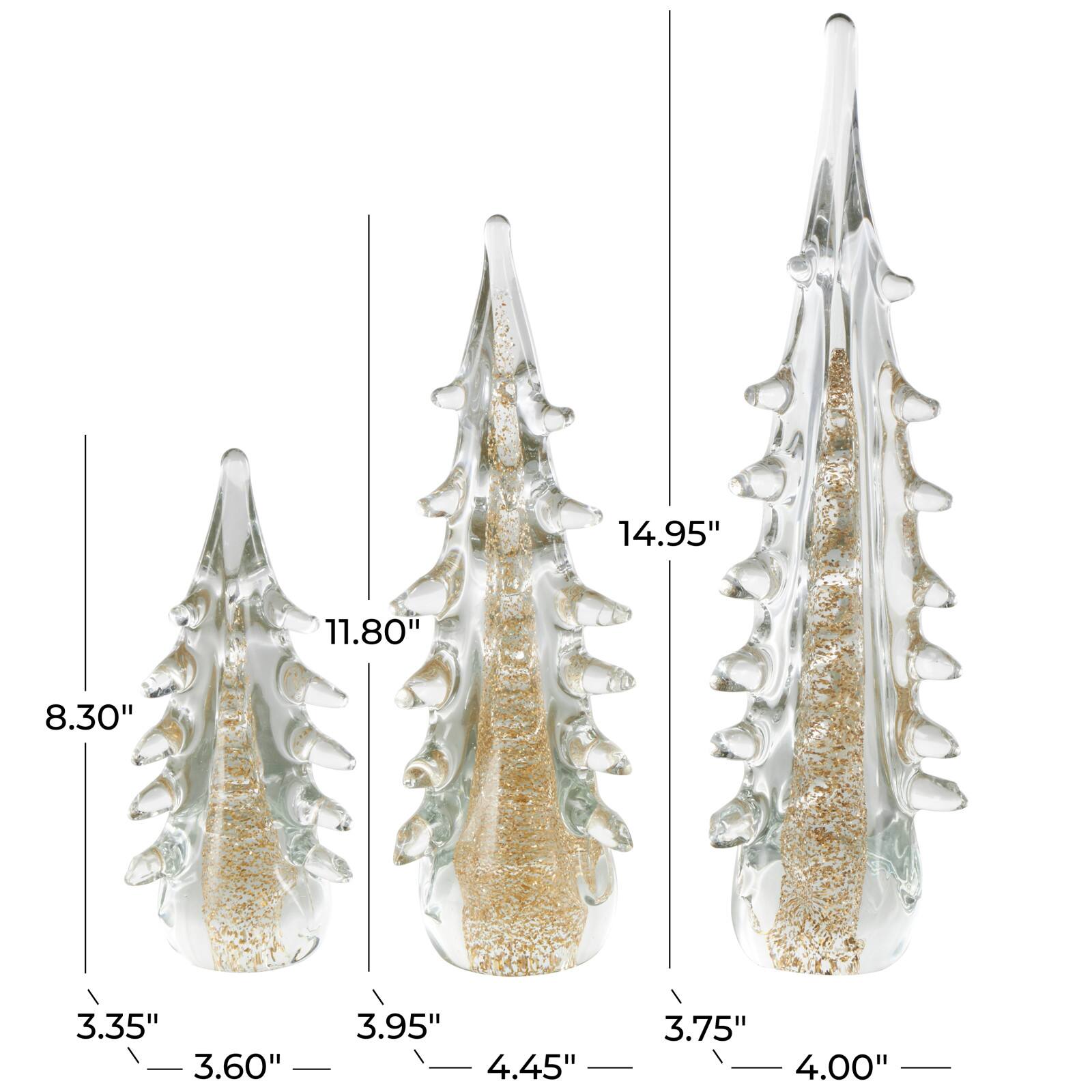 Gold & Clear Decorative Glass Sculpture Set