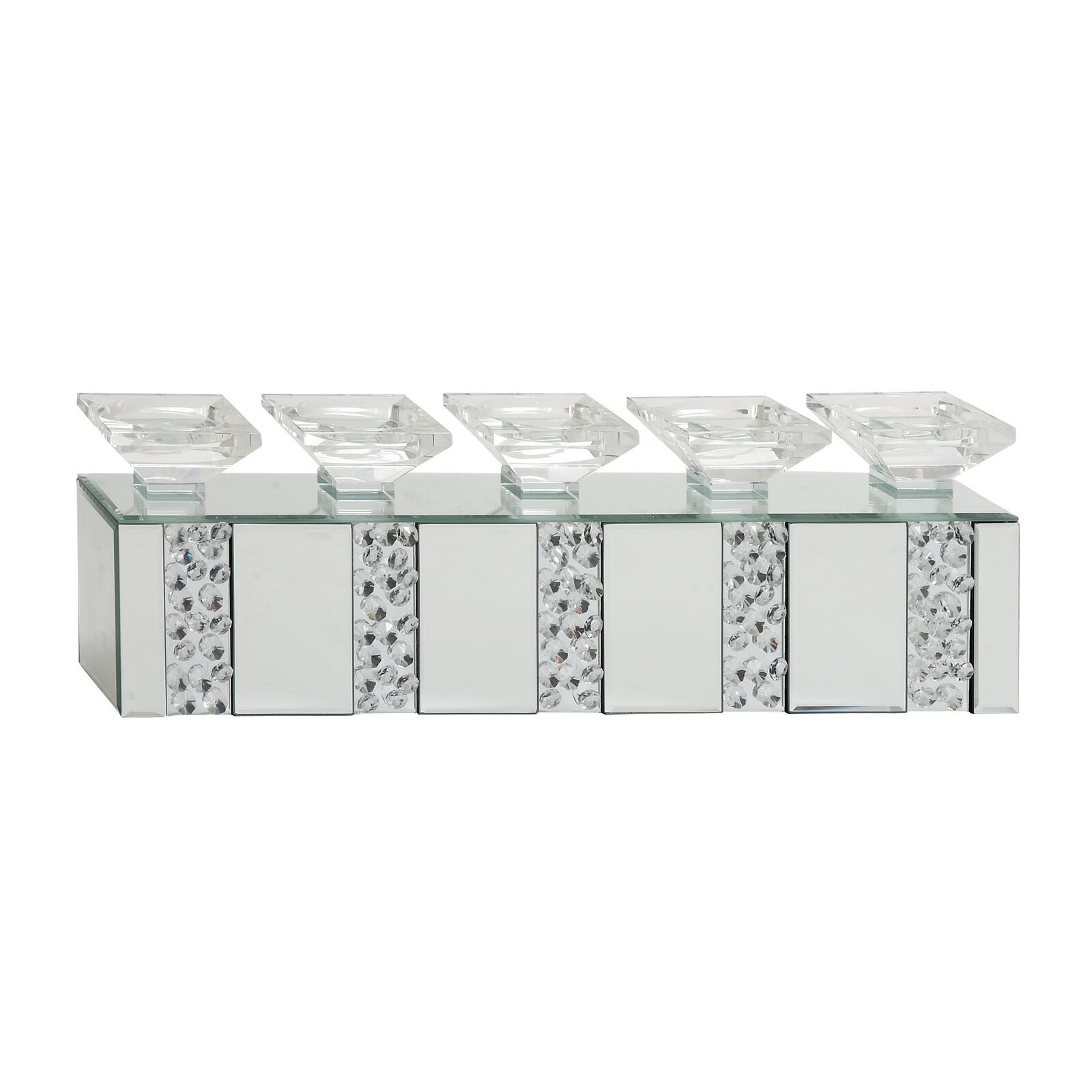 24&#x22; Clear Wood Glam Candlestick Holder