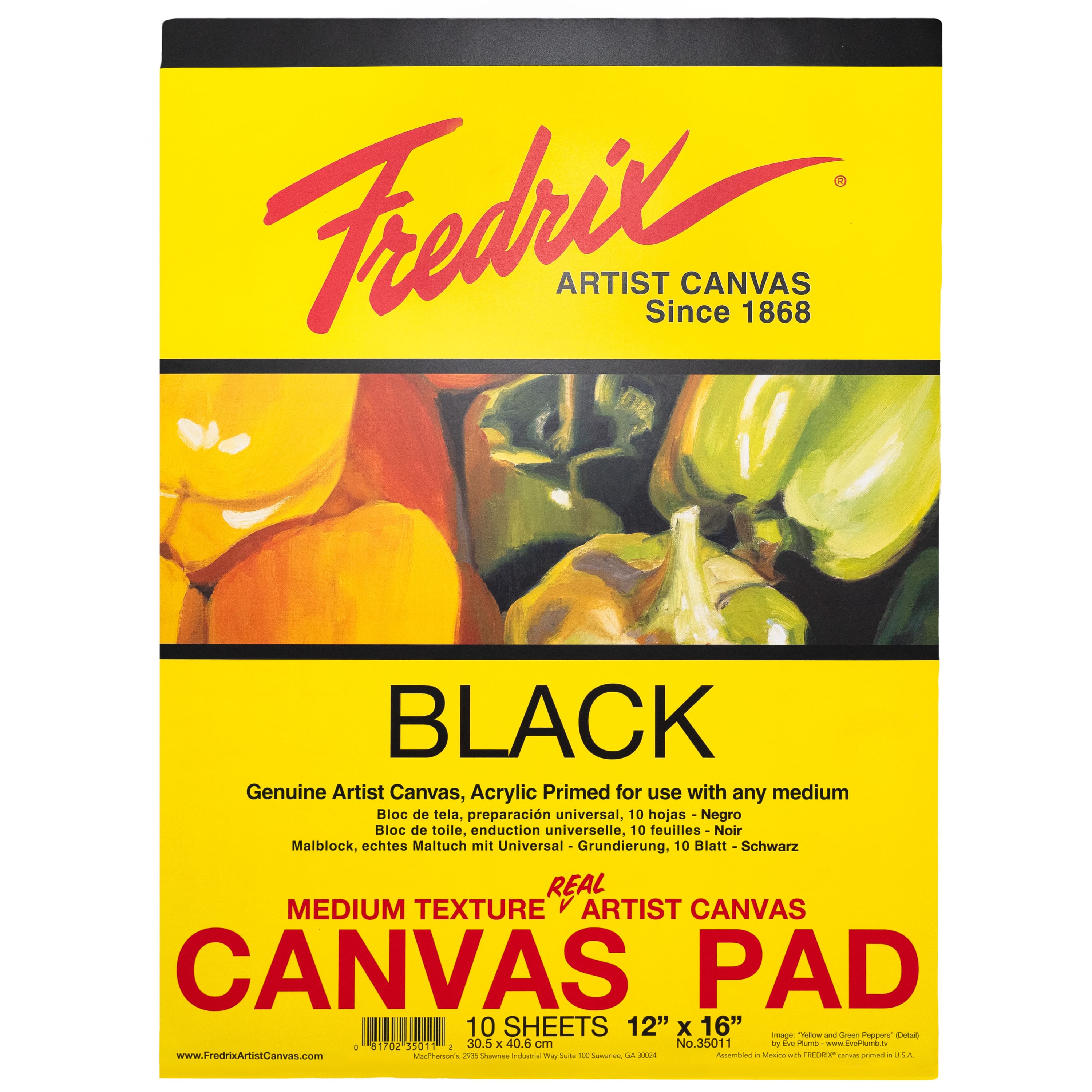 Fredrix Creative Series 12" x 16" Black Canvas Pad