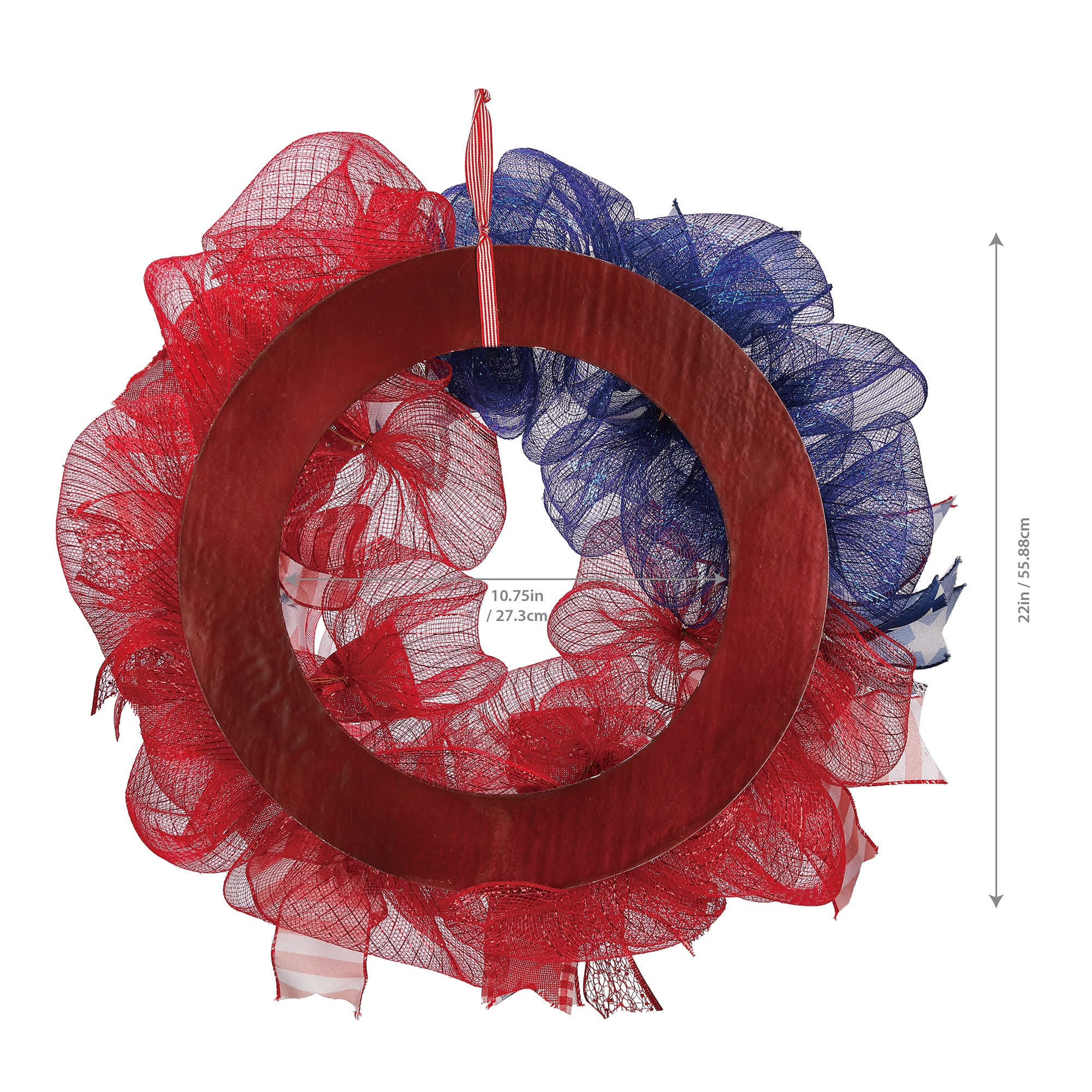 22&#x22; Red, White &#x26; Blue Mesh Ribbon Wreath by Celebrate It&#x2122;