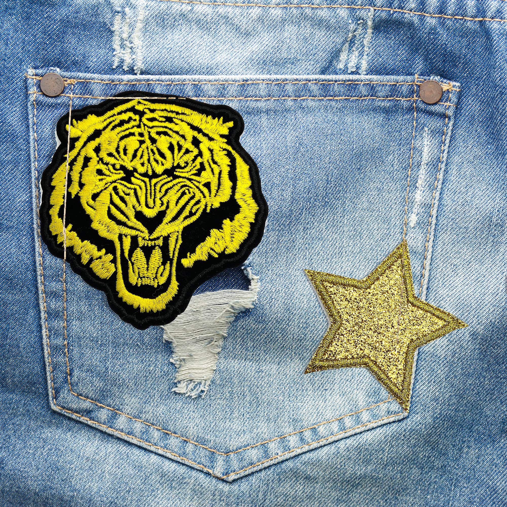 Gwen Studios Black & Yellow 4" Tiger Iron-On Patch