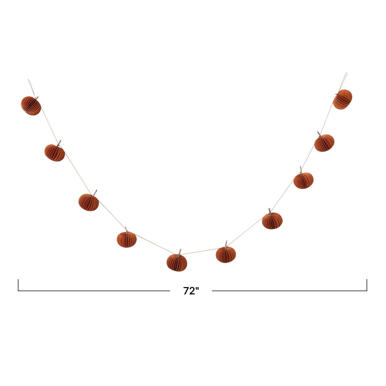 Hello Honey® 6ft. Orange Paper Folding Honeycomb Pumpkin Garland