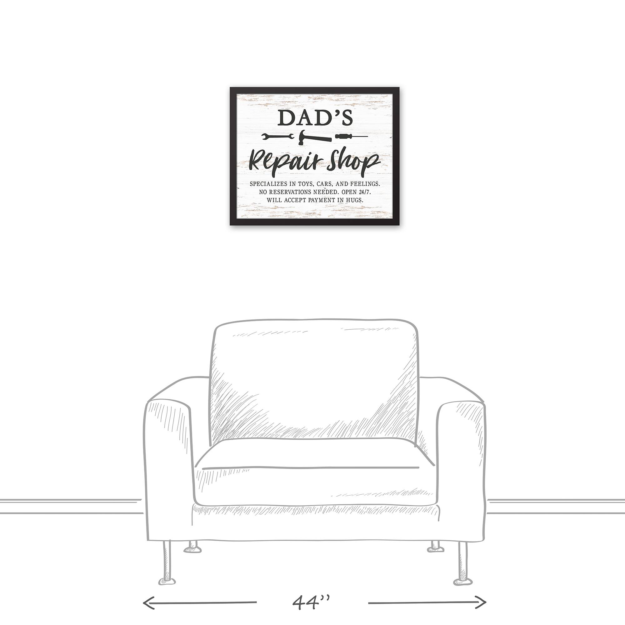 Dads Repair Shop Black Framed Canvas