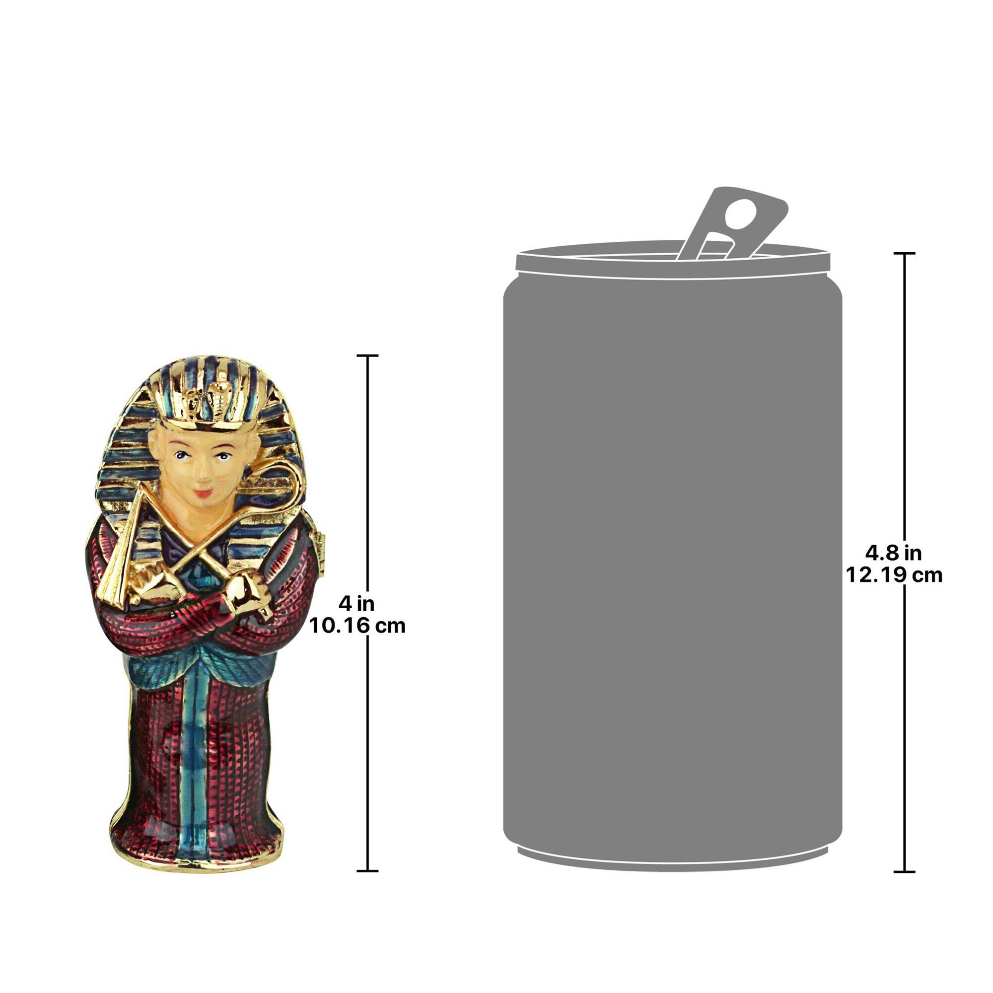 4&#x22; King Tut Sarcophagus Enamel Pewter Trinket Box