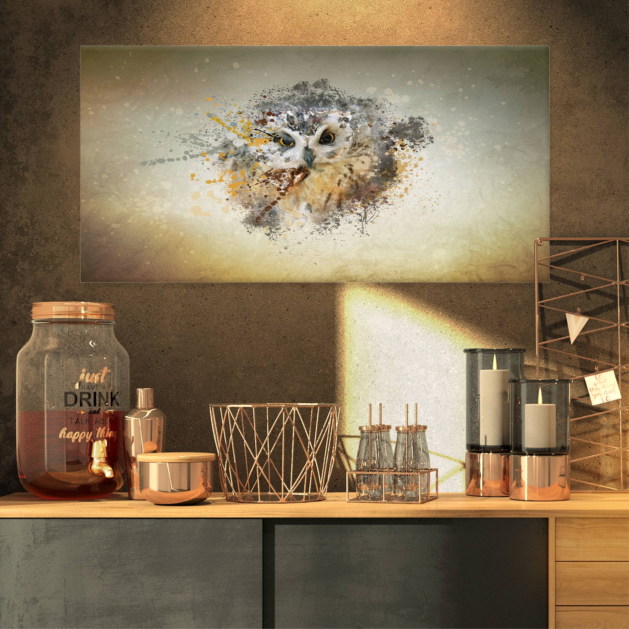 Designart - Large Gracing Owl - Animal Canvas Wall Art