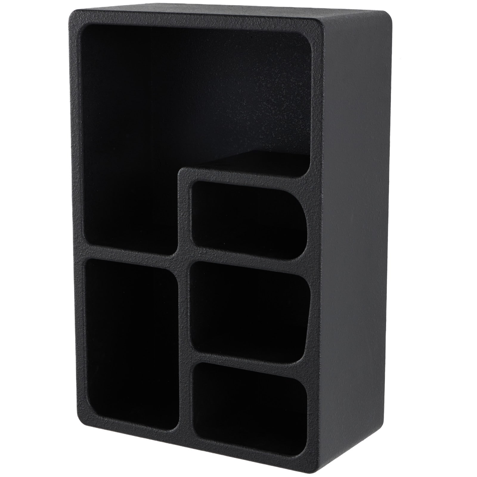 16" x 24" 5 Shelf Black Wood Geometric Floating Wall Shelf