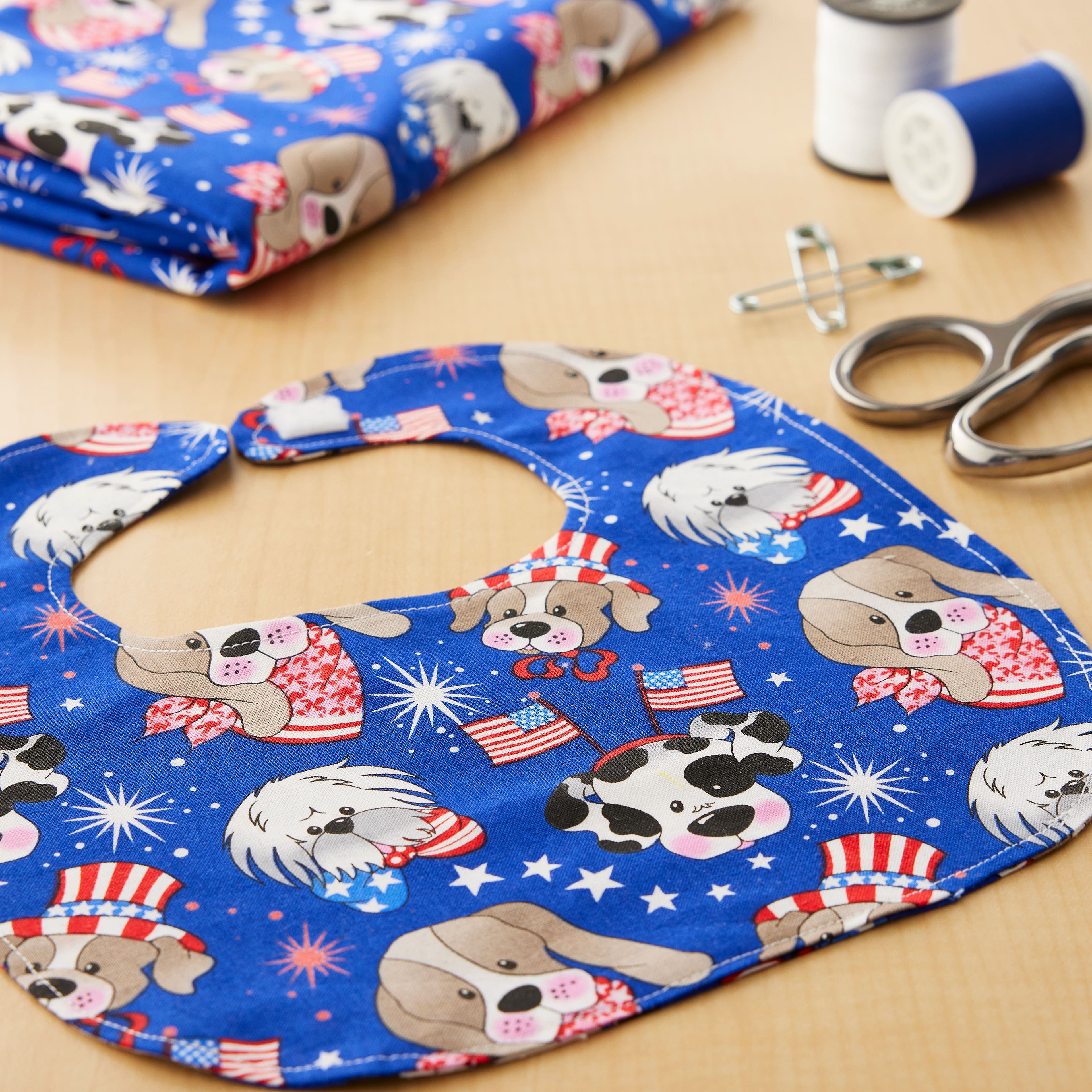 Fabric Traditions Blue Patriotic Pups Novelty Cotton Fabric